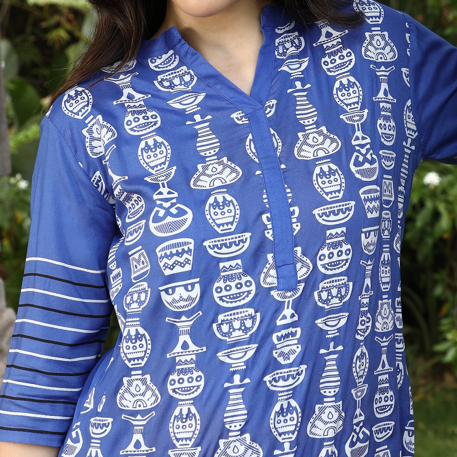 Block Print Kurta With Trousers Set
