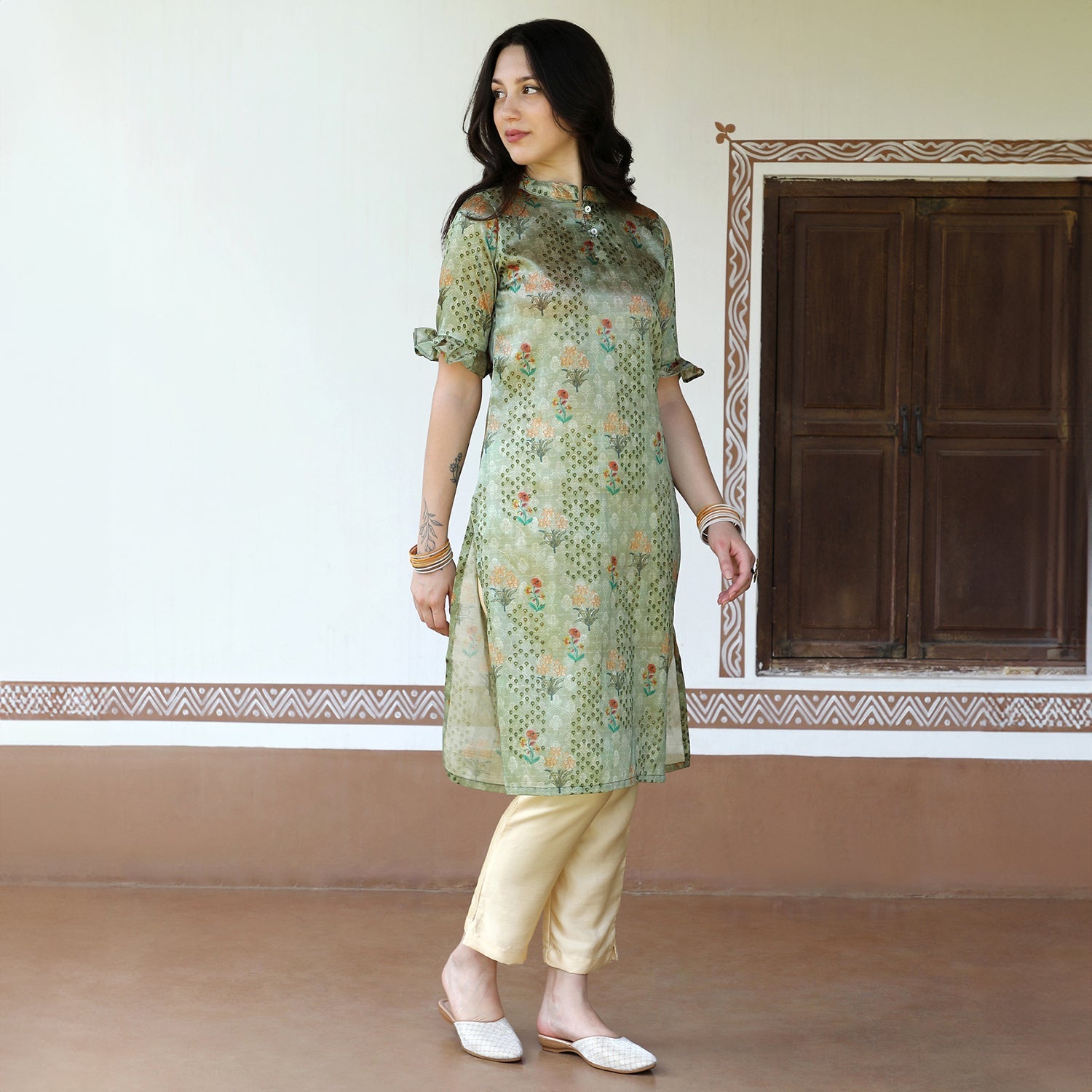 Flora Kurta With Flounce Cuff