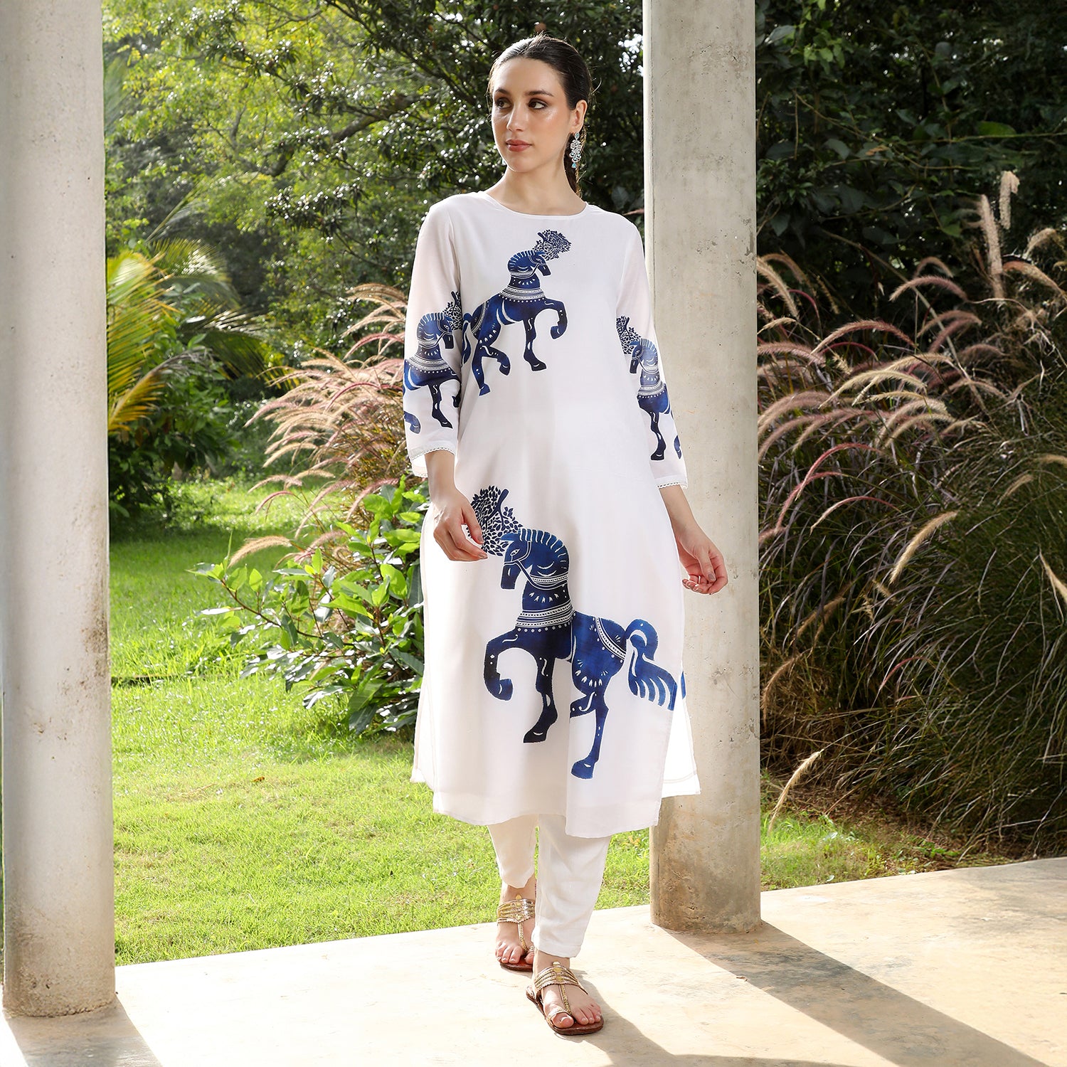Chariot-Block Kurta Set