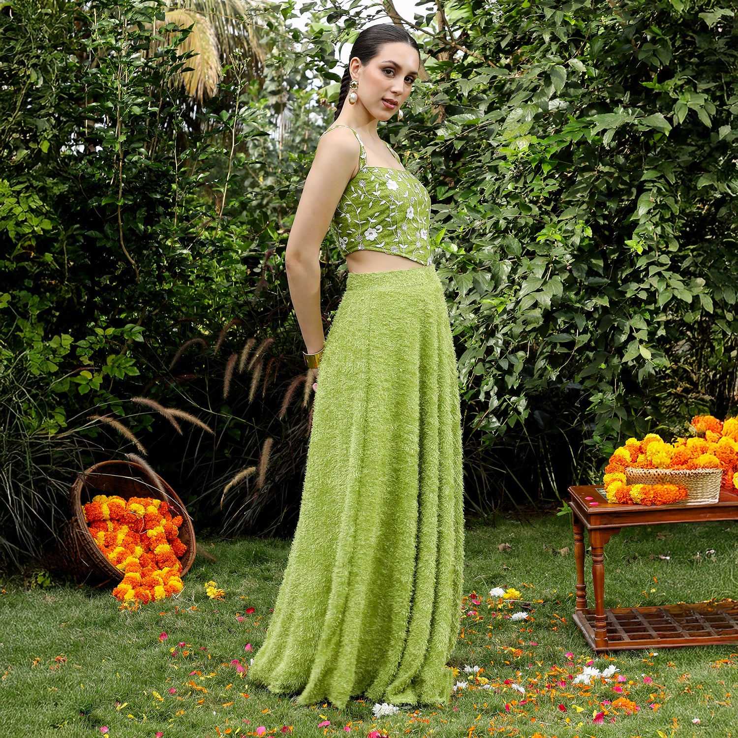 Embroidered-Flora Textured Co-Ord Set