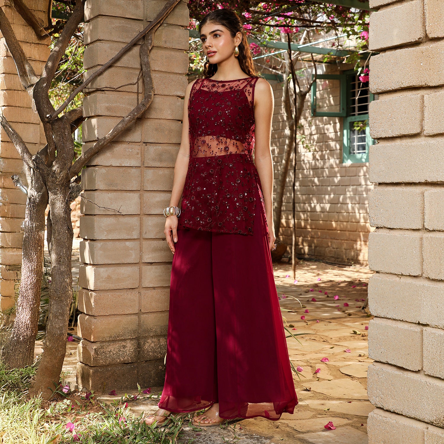 Sheer-Botanical Kurta Set