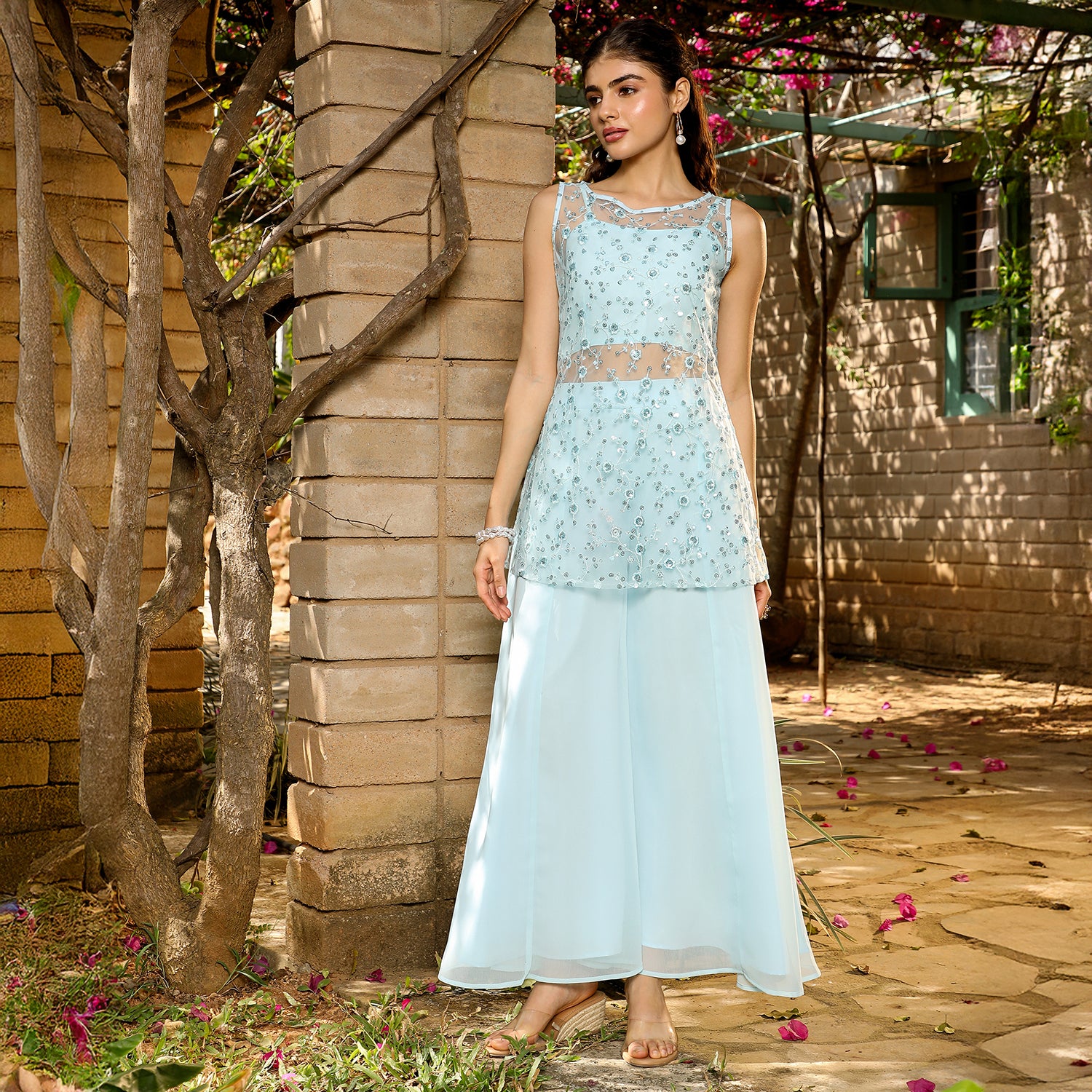 Sheer-Botanical Kurta Set