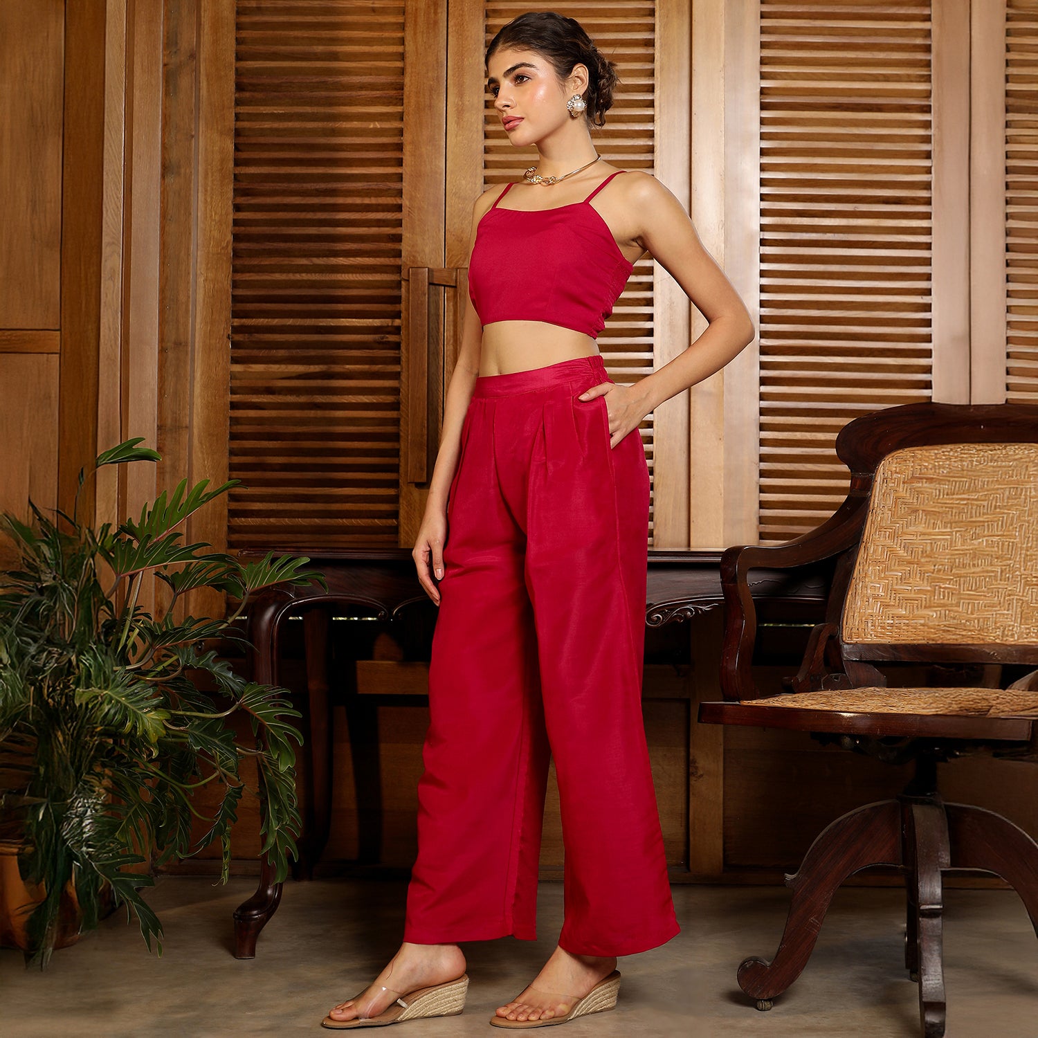 Metallic-Stripe Layered Kurta Set