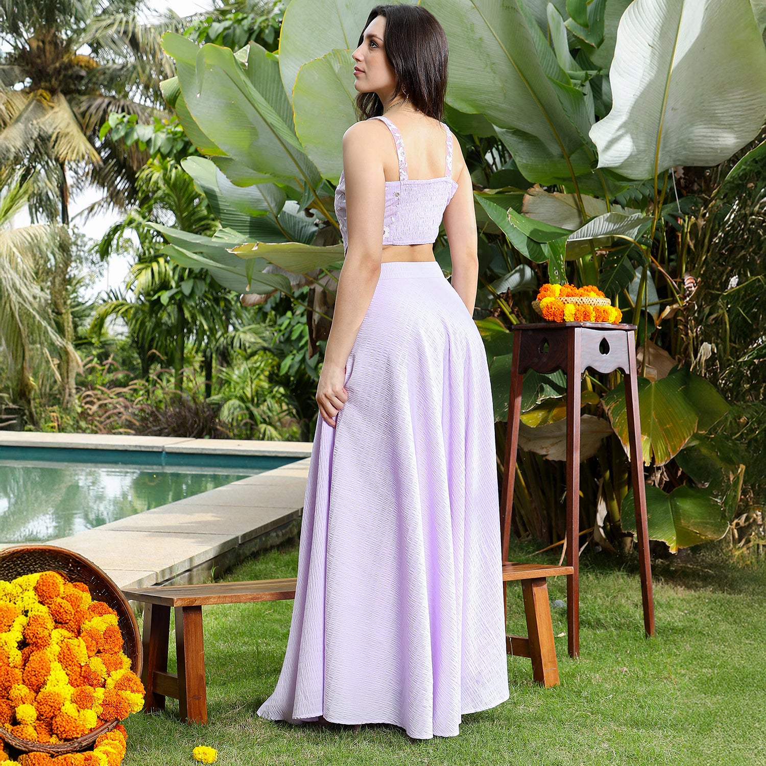 Embroidered-Flora Textured Co-Ord Set
