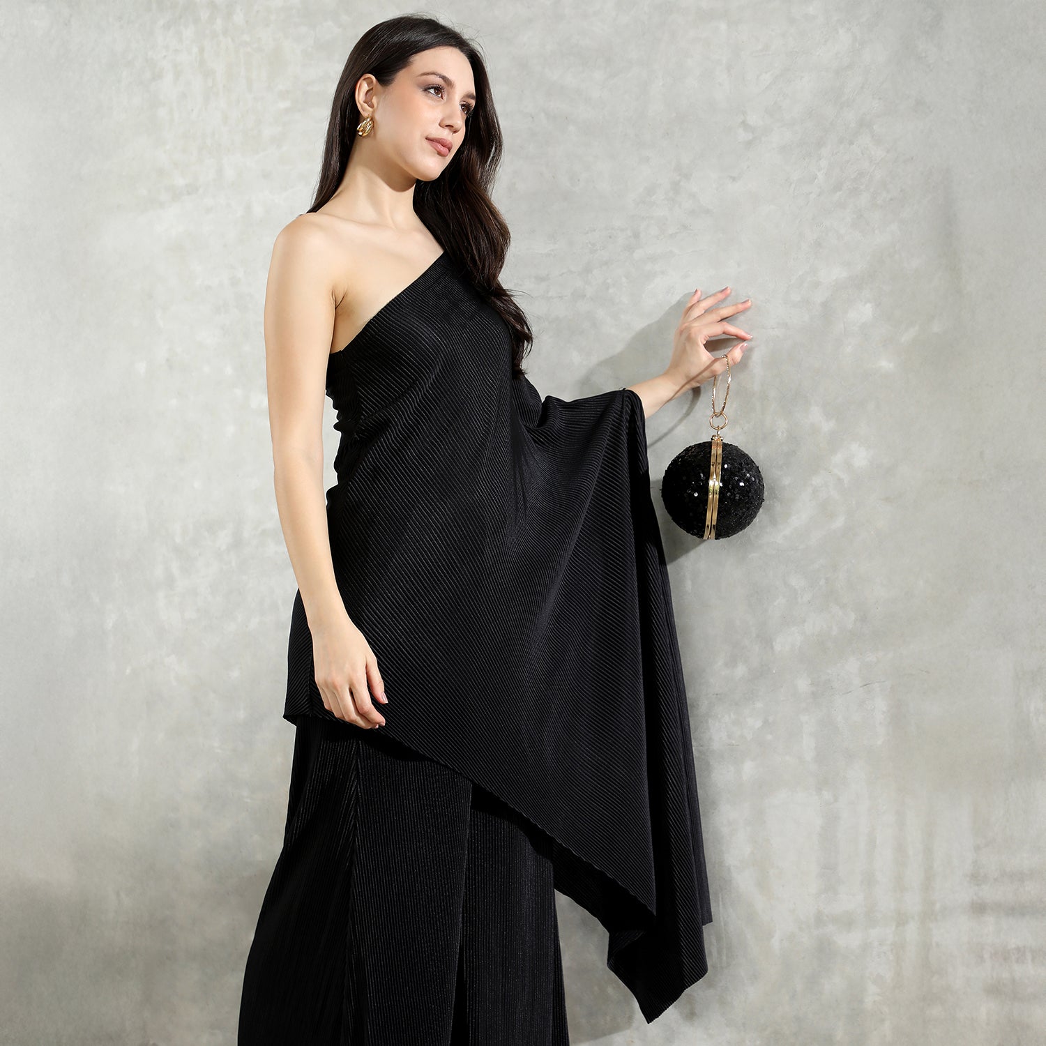 Asymmetrical-Pleated Co-Ord Set