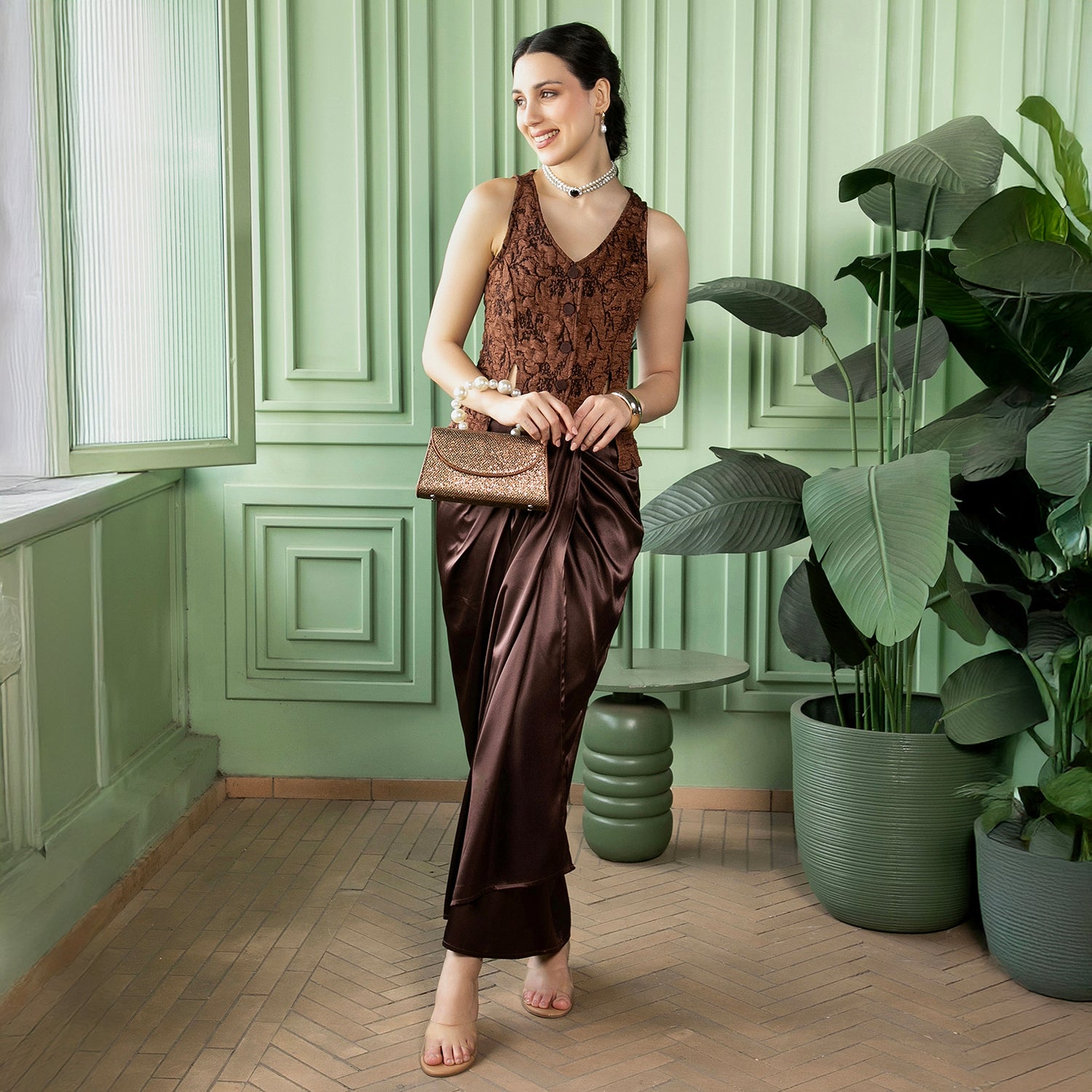 Crushed-Satin Co-Ord Set