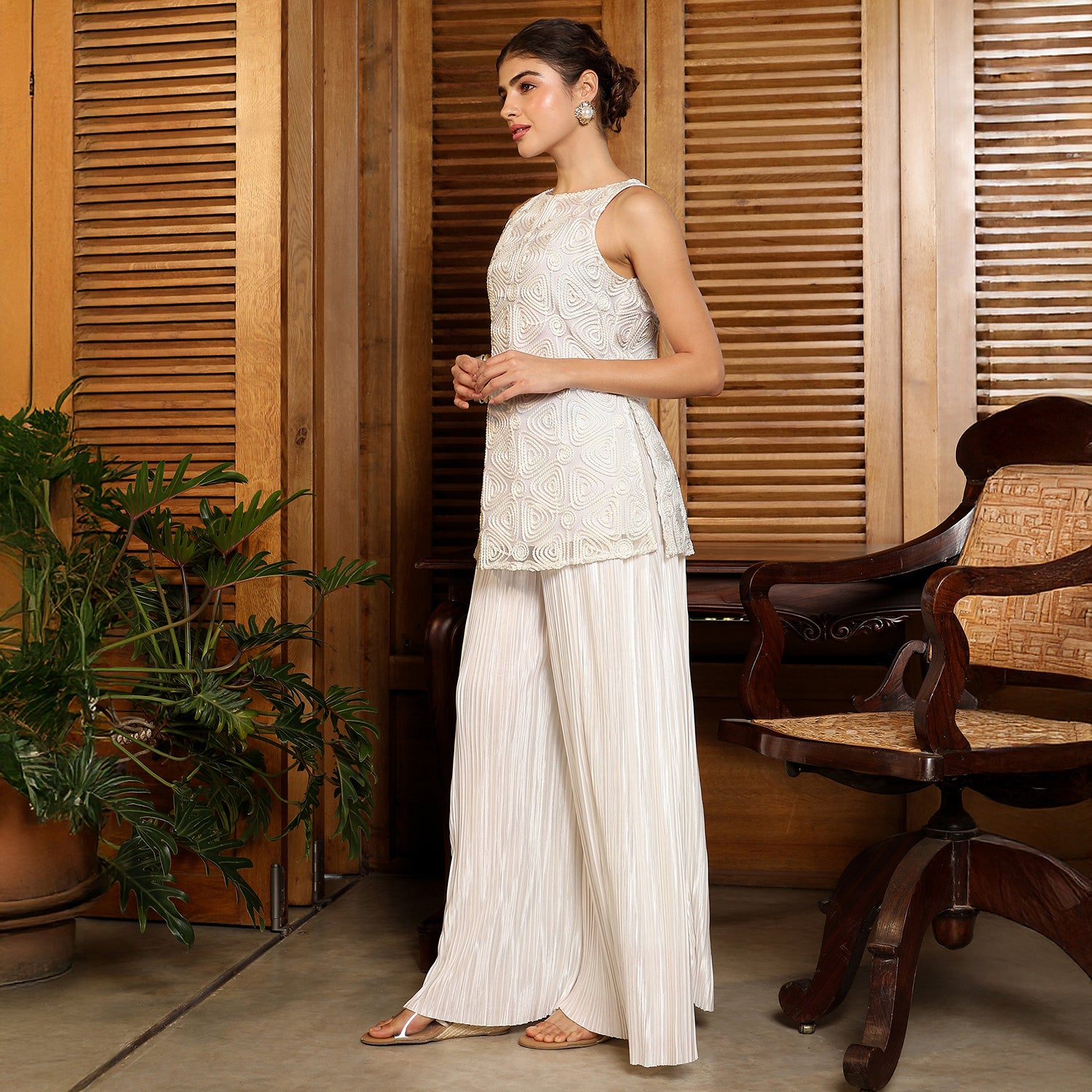 Coil-Pleated Kurta Set