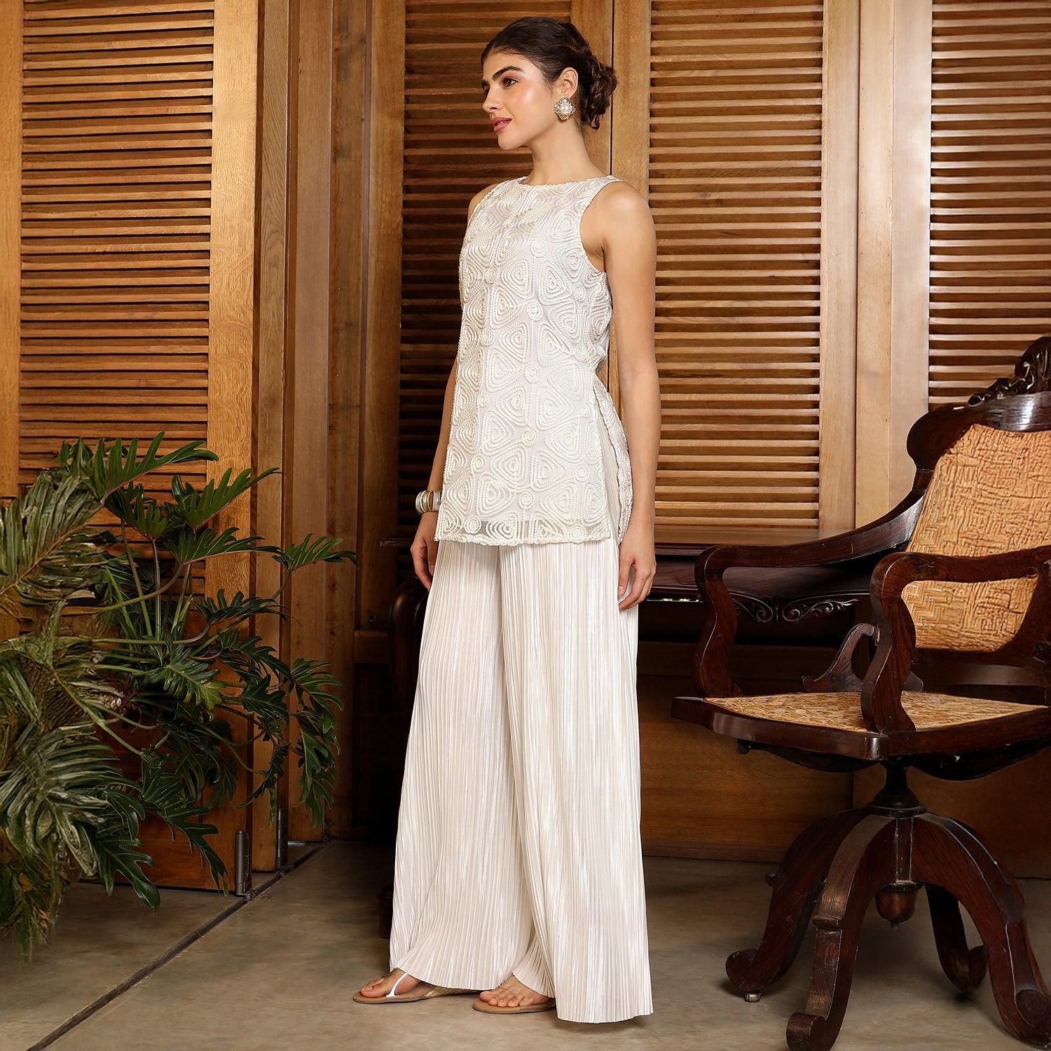 Coil-Pleated Kurta Set