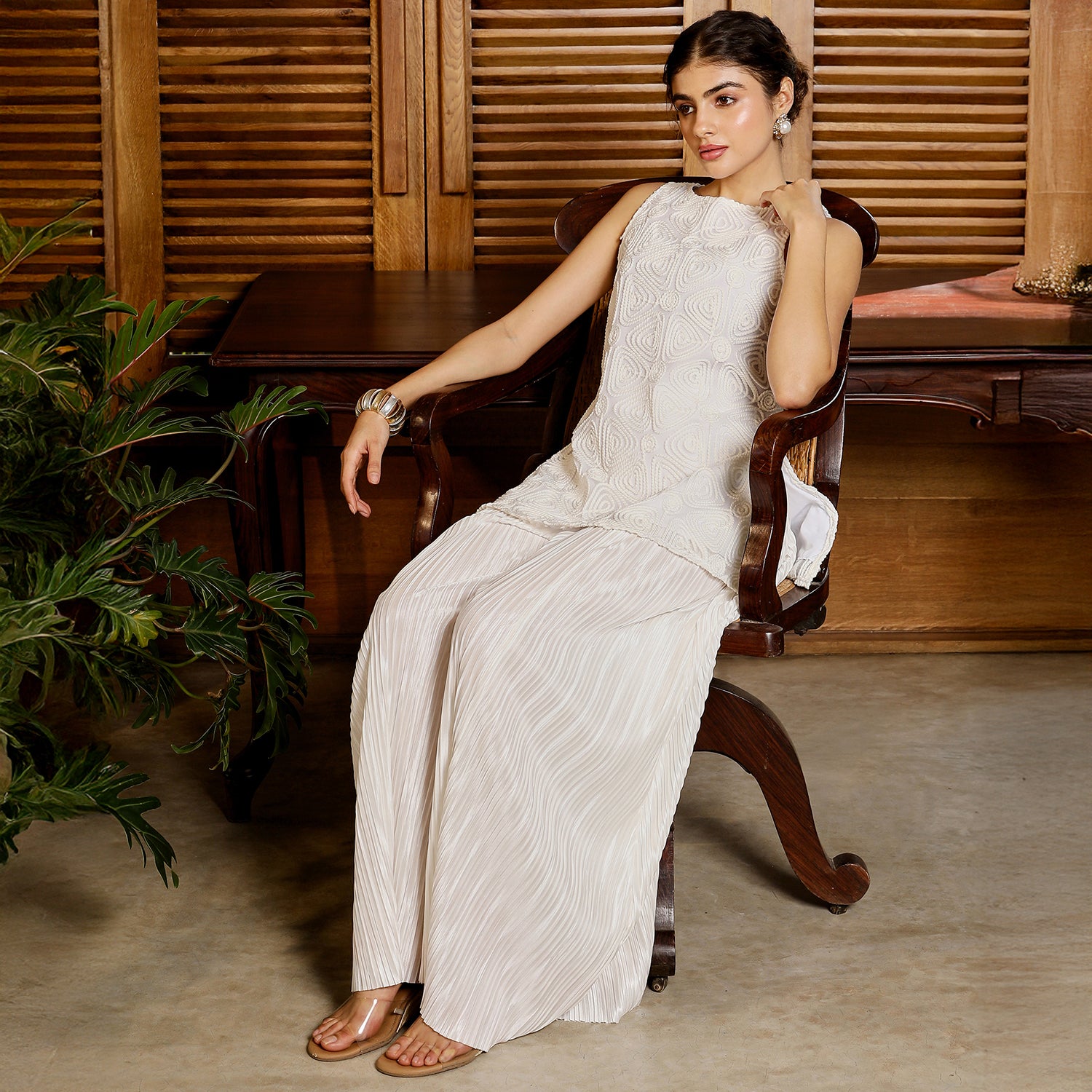 Coil-Pleated Kurta Set
