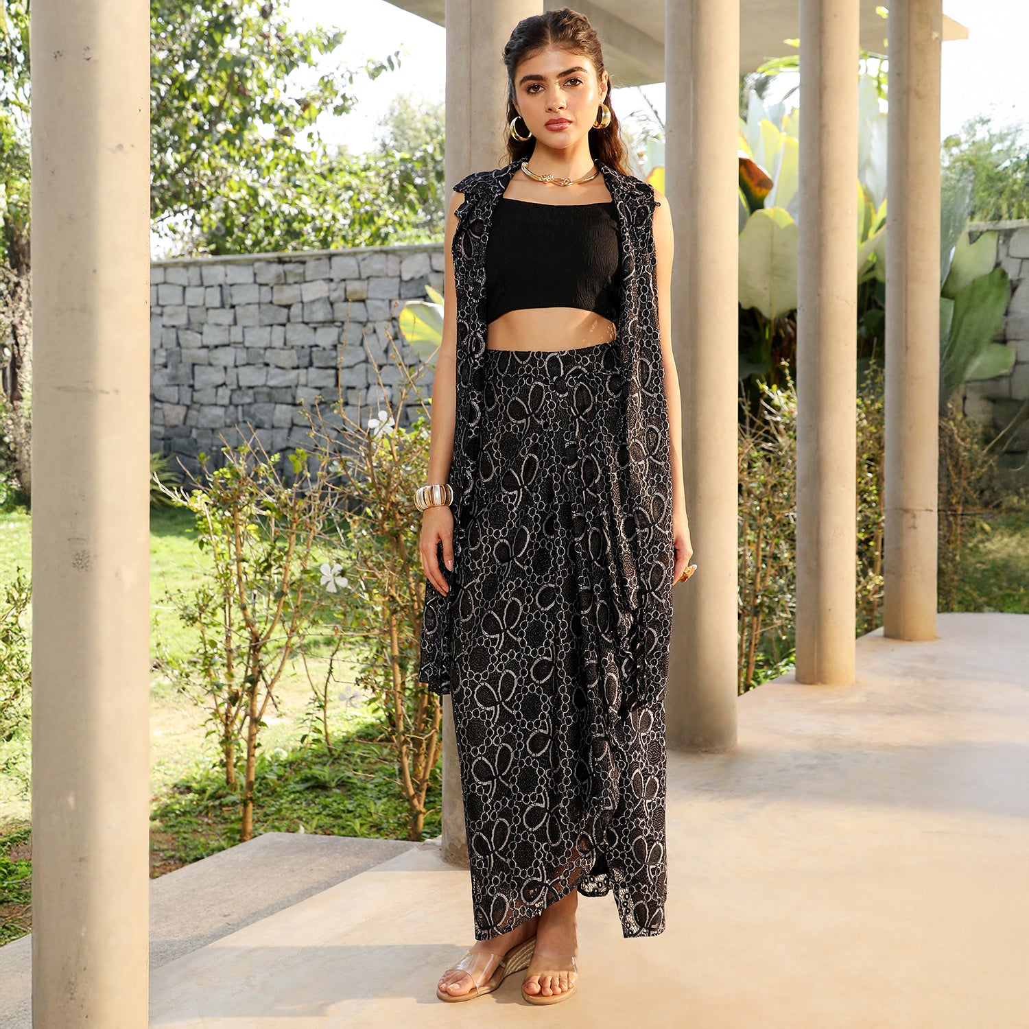 Floral Knit-Drape Co-Ord Set