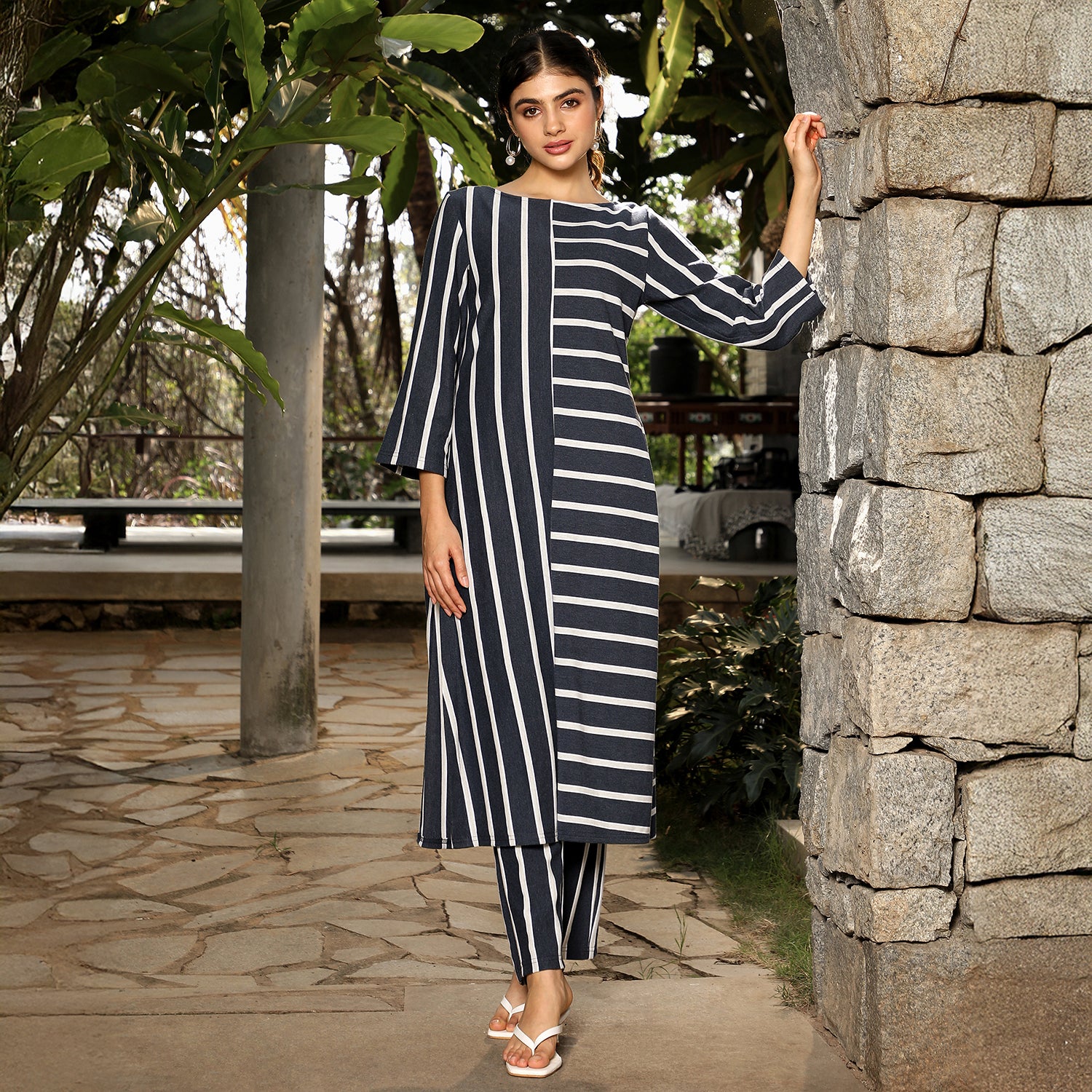 Duo Nautical-Striped Kurta Set