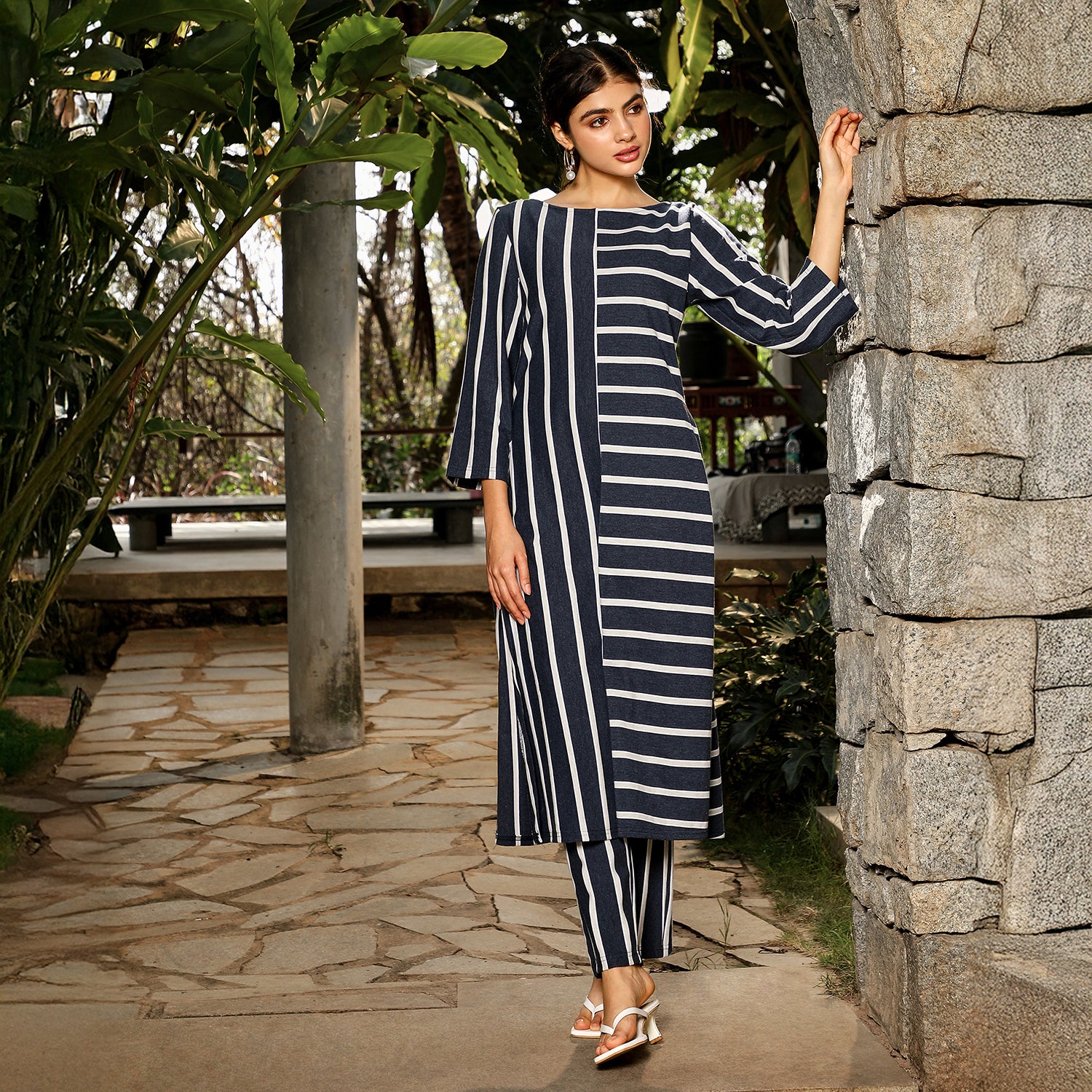 Duo Nautical-Striped Kurta Set