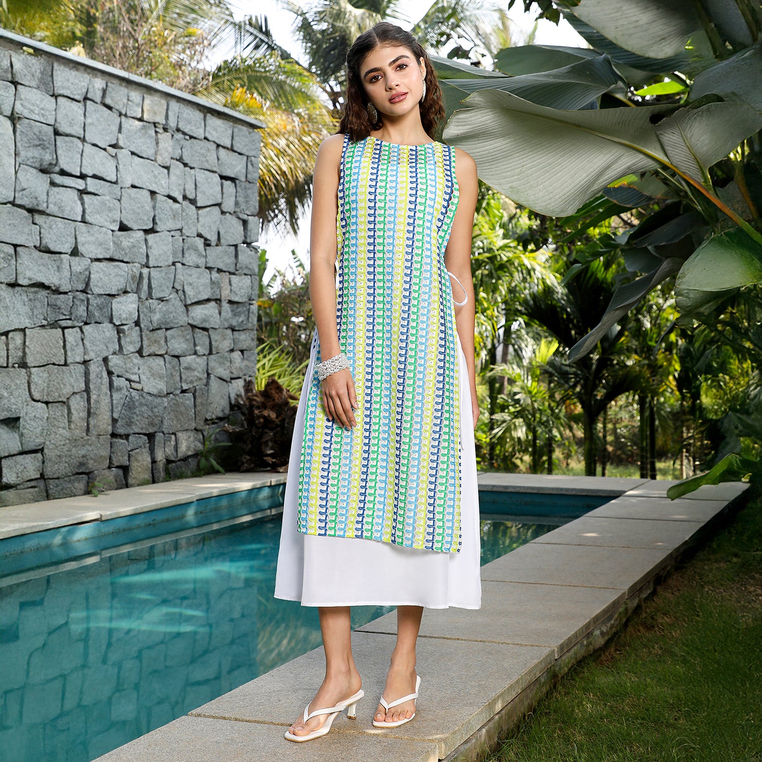 Striped Tie-Up Dress Co-Ord Set