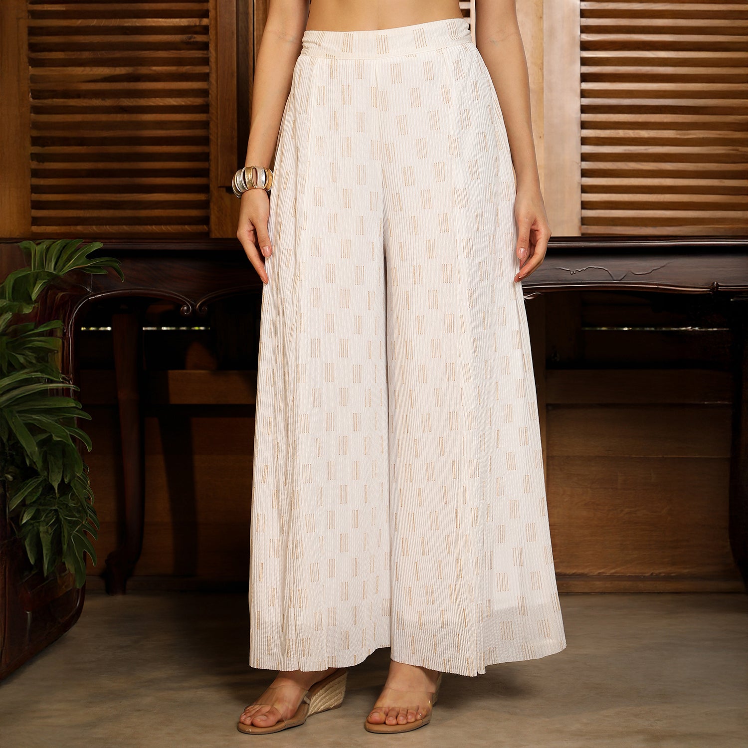 Textured-Vest Flared Co-Ord Set