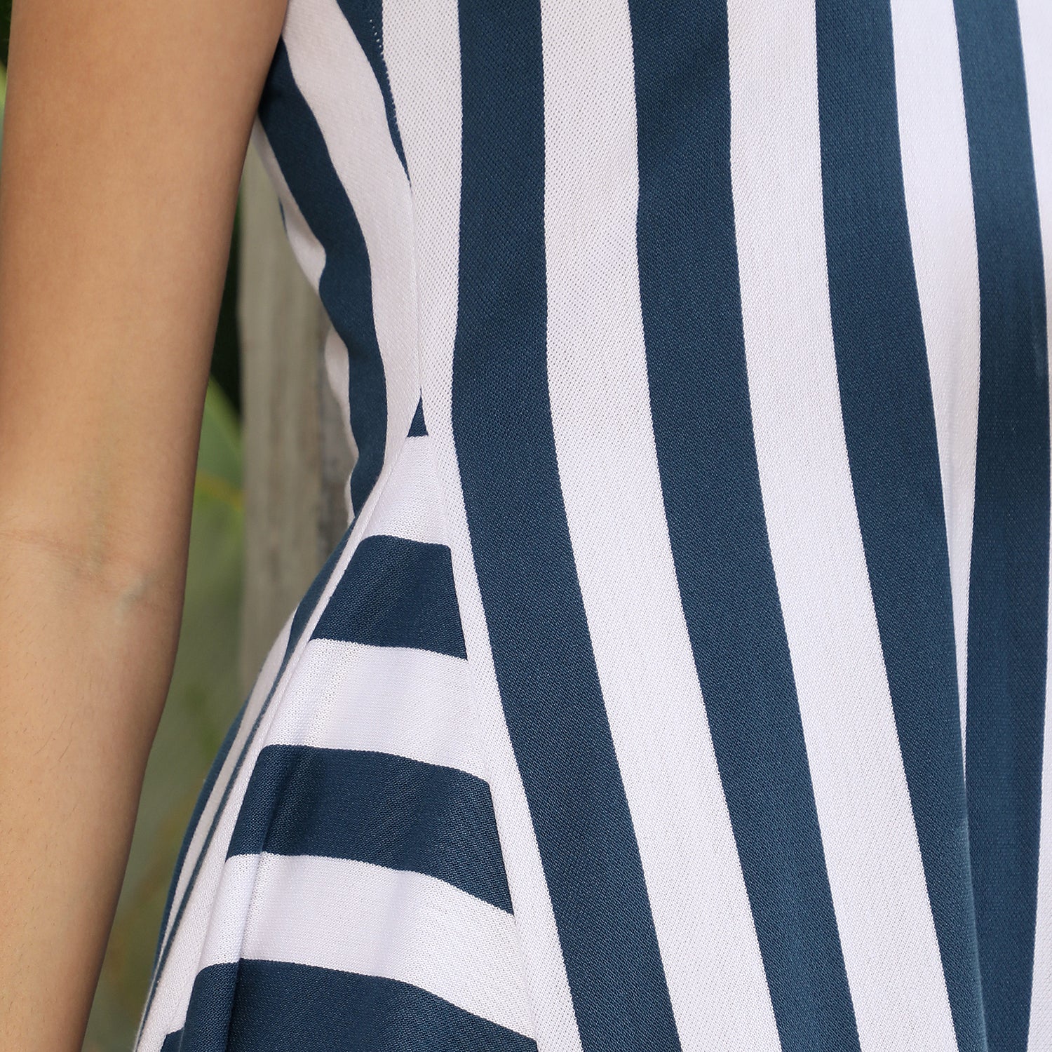 Nautical-Striped Flared Kurta Set