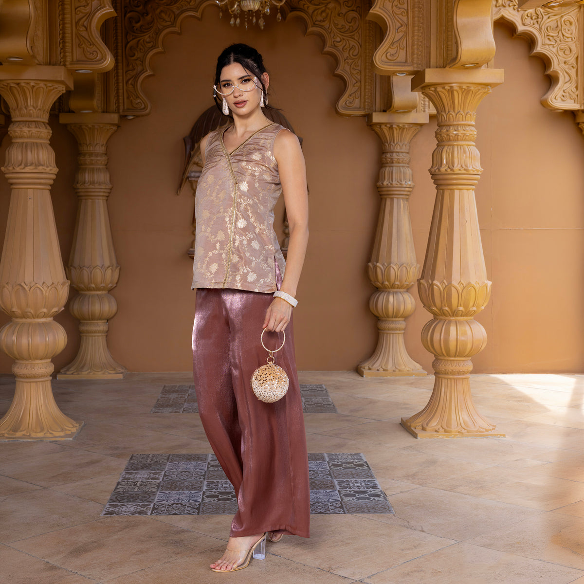 Brocade Coord Set With Trousers