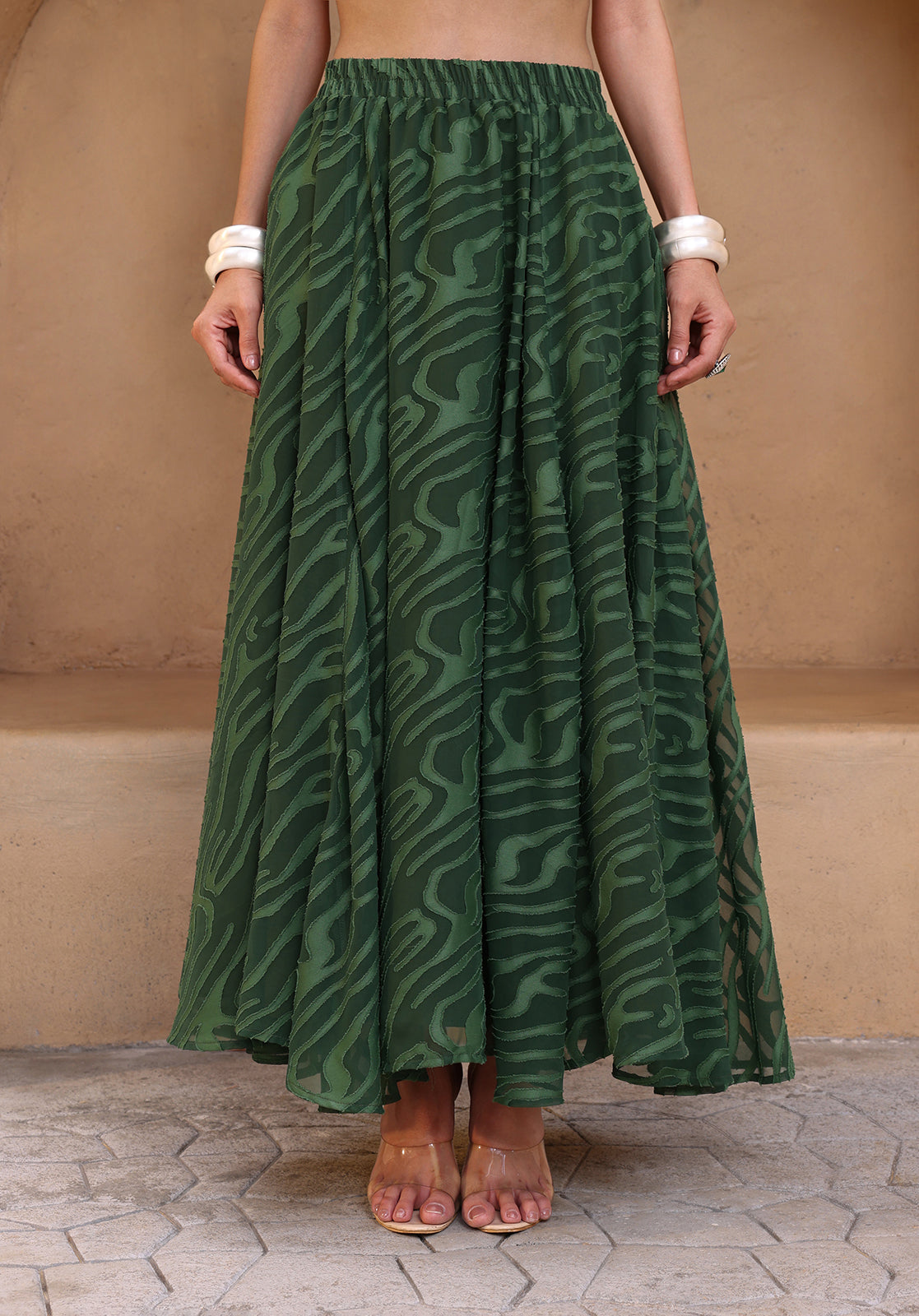 Olive Poly Georgette Co-ord Set