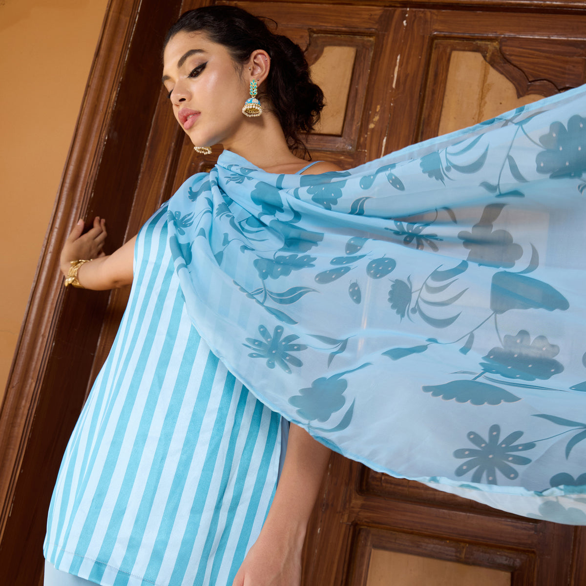 Printed Satin Chatpata kurti With straight fit trousers and Dupatta