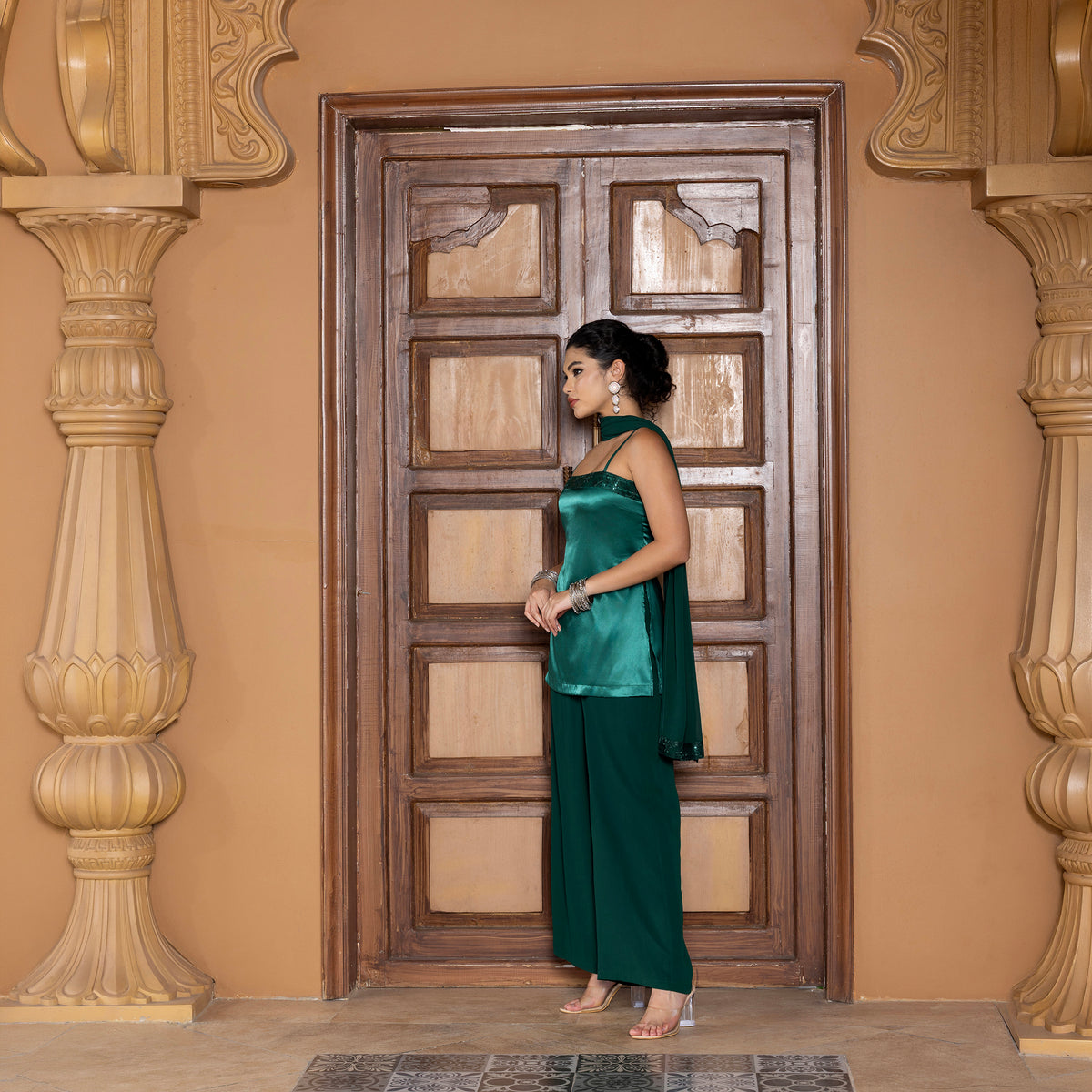 Satin Chatpata kurti With straight fit trousers and Dupatta
