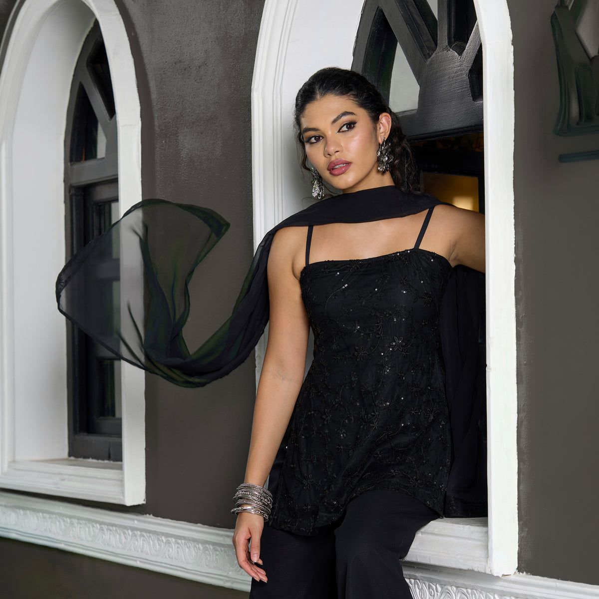 Sequin Chatpata kurti With straight fit trousers and Dupatta