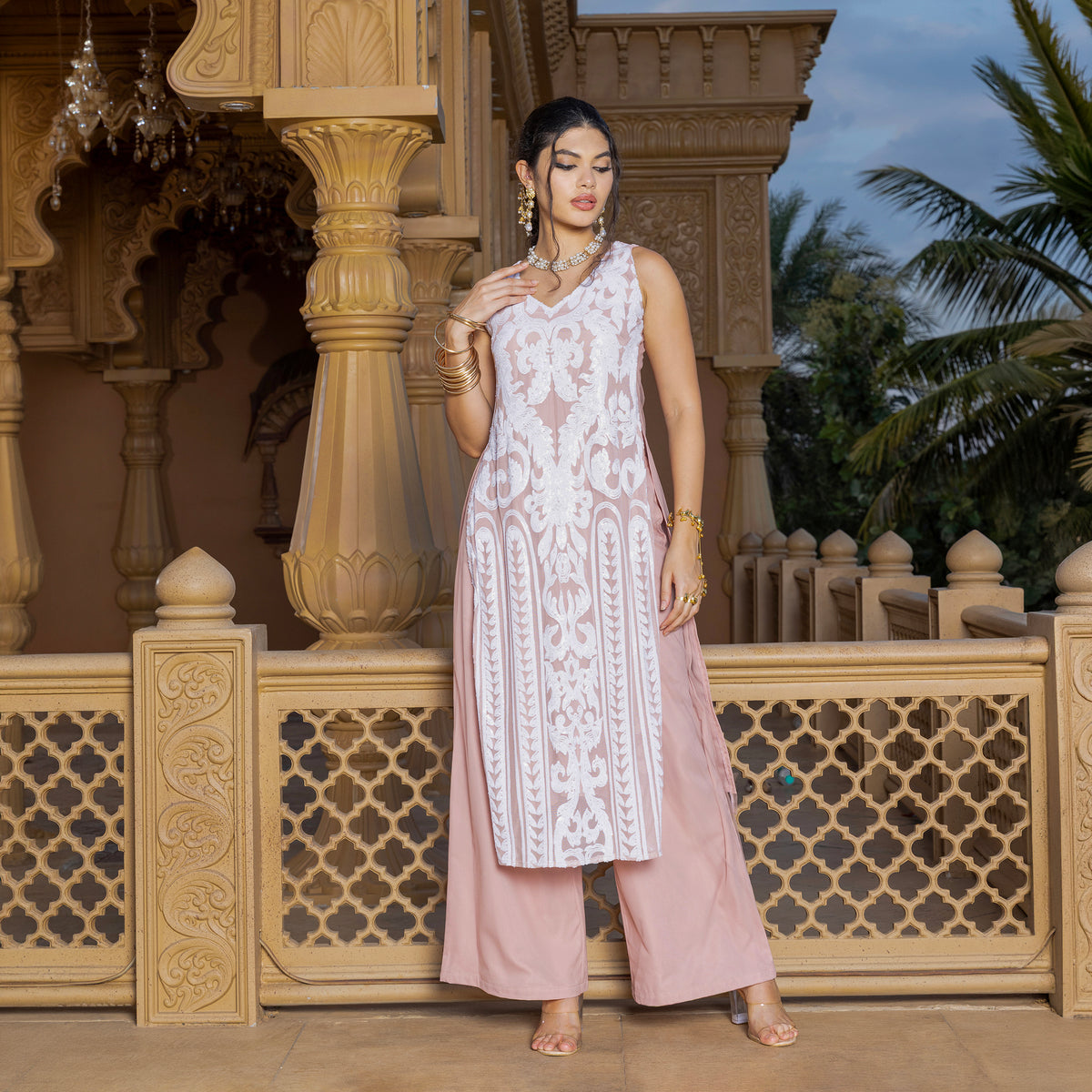 Sequin kurta with trousers and dupatta