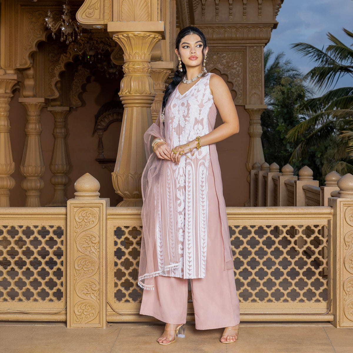 Sequin kurta with trousers and dupatta