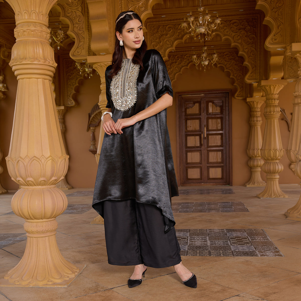 Satin kurta with trousers