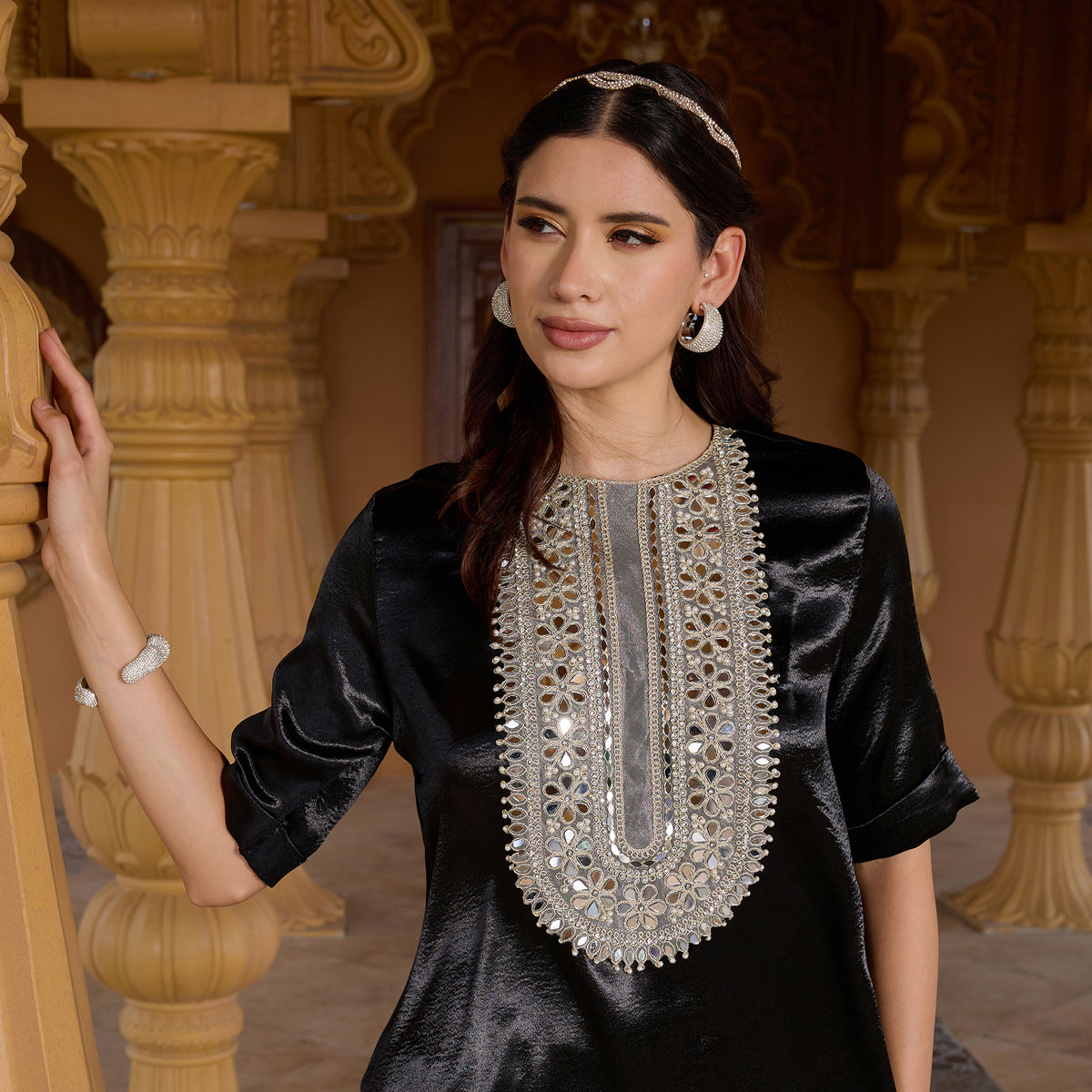 Satin kurta with trousers