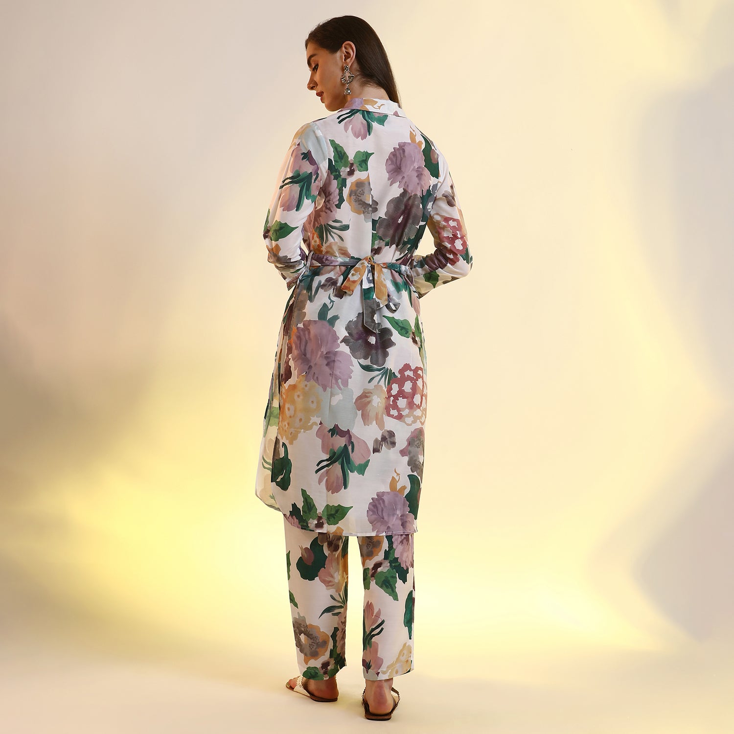 Botanical Cluster Shirt Kurti With Trousers