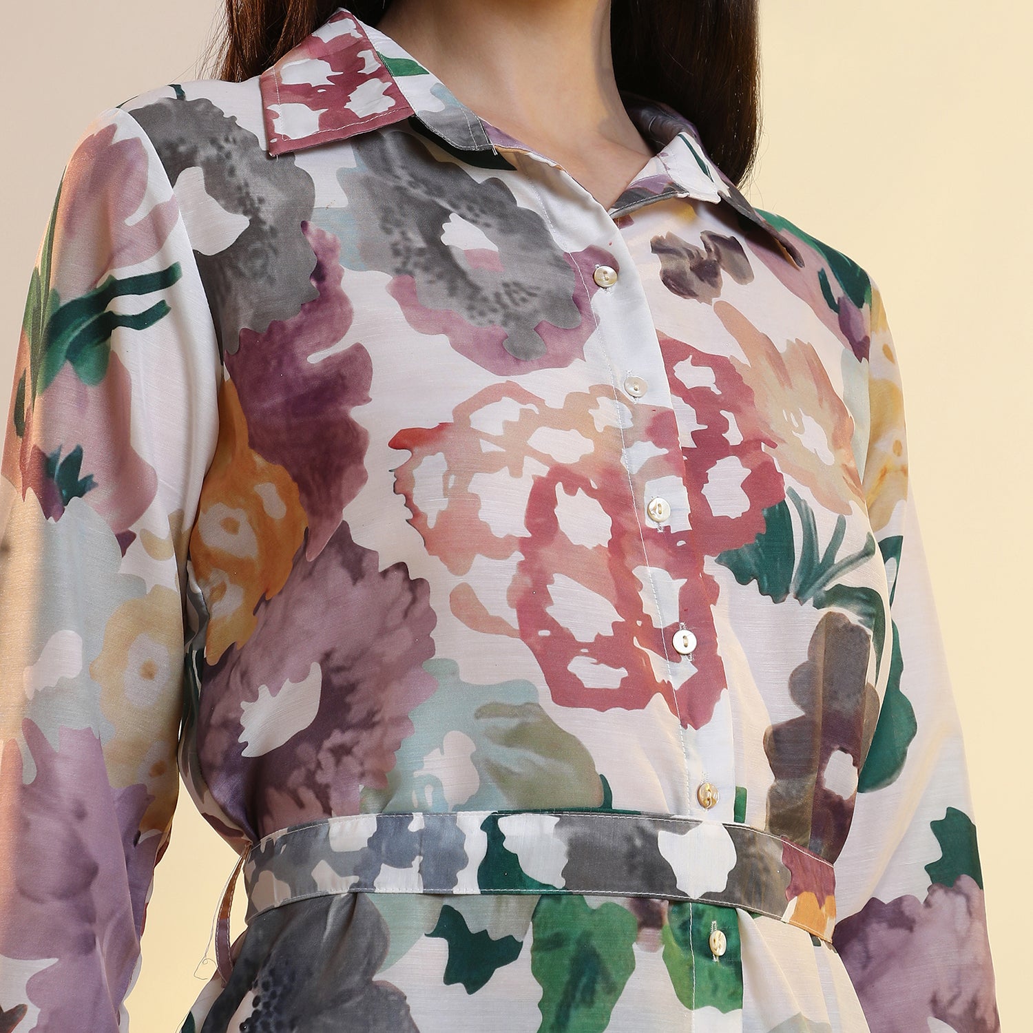 Botanical Cluster Shirt Kurti With Trousers