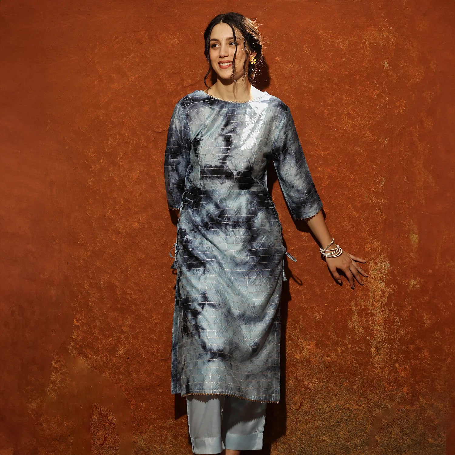 Tie-Dye Kurta With Trousers