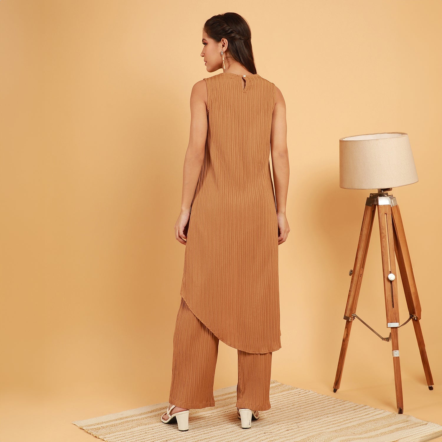 Textured Wrap Kurta With Trousers