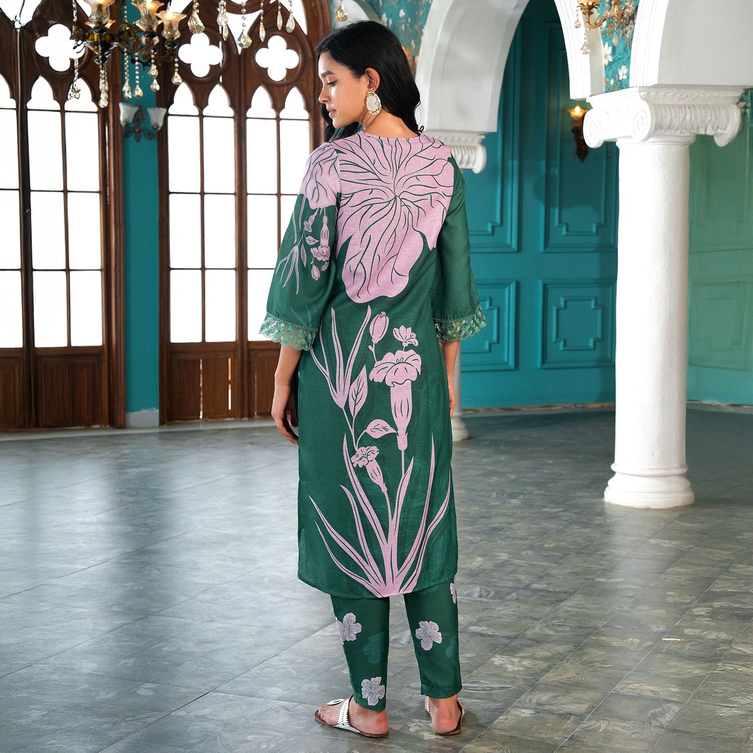 Contrast Tulips Kurta Set