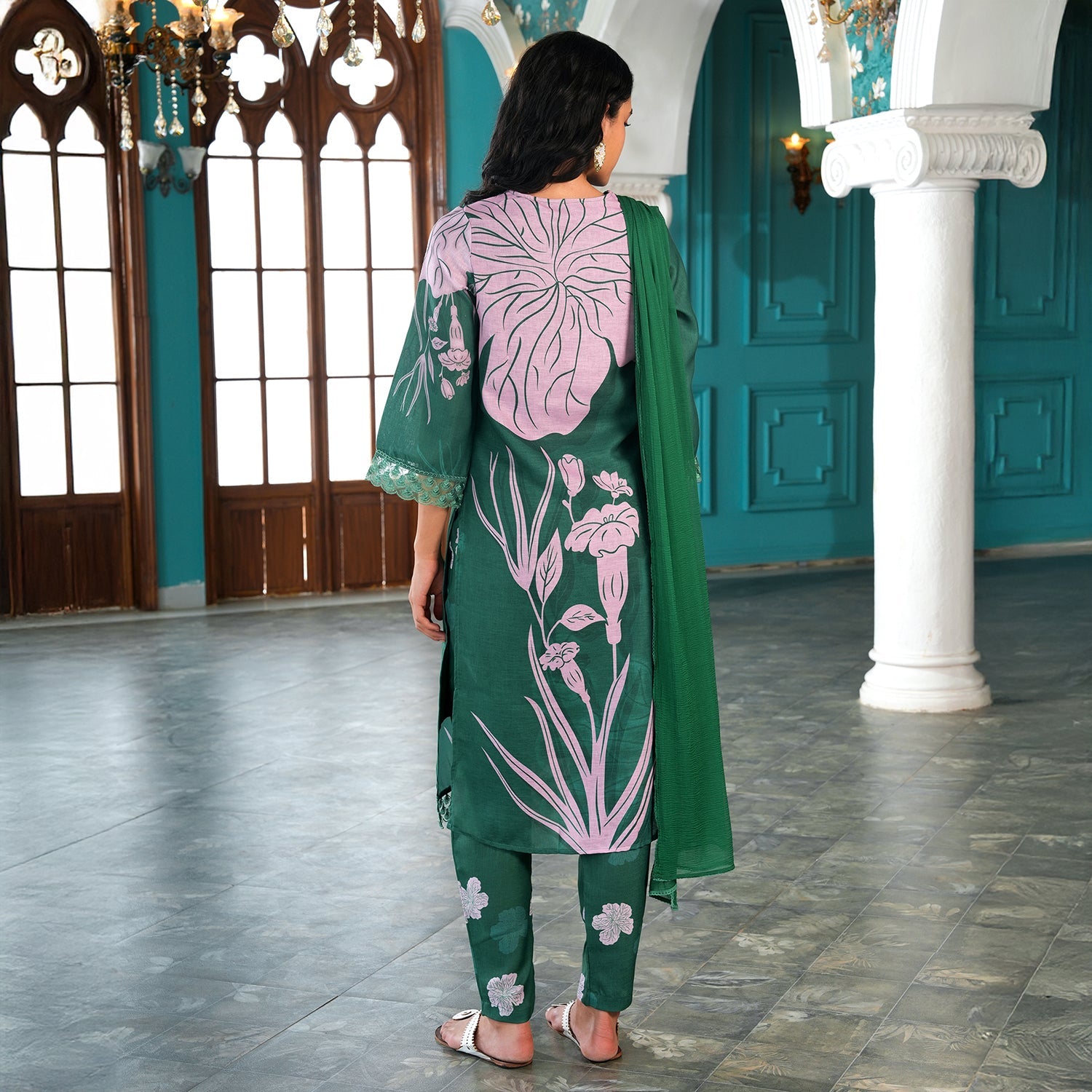 Contrast Tulips Kurta Set