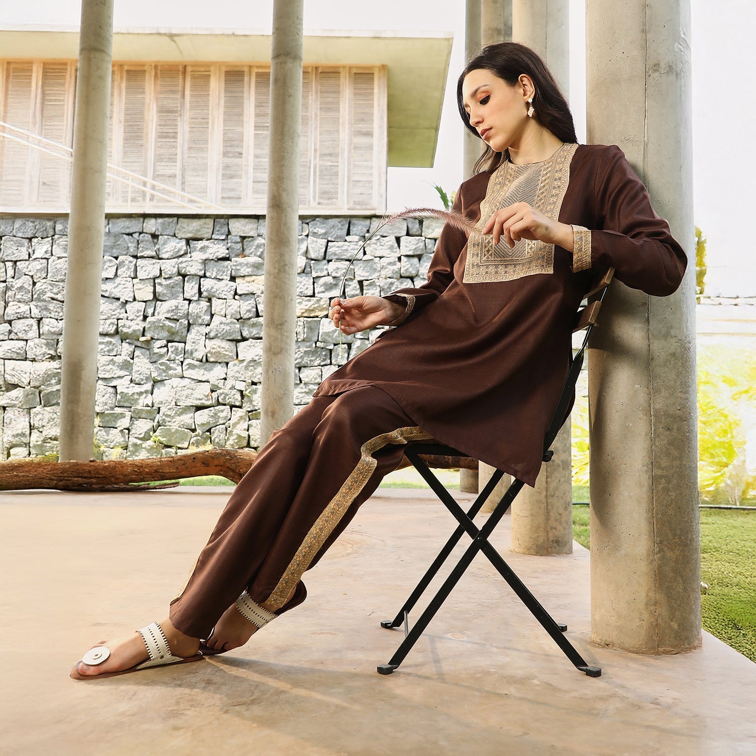 Schiffli-Block Kurta Set