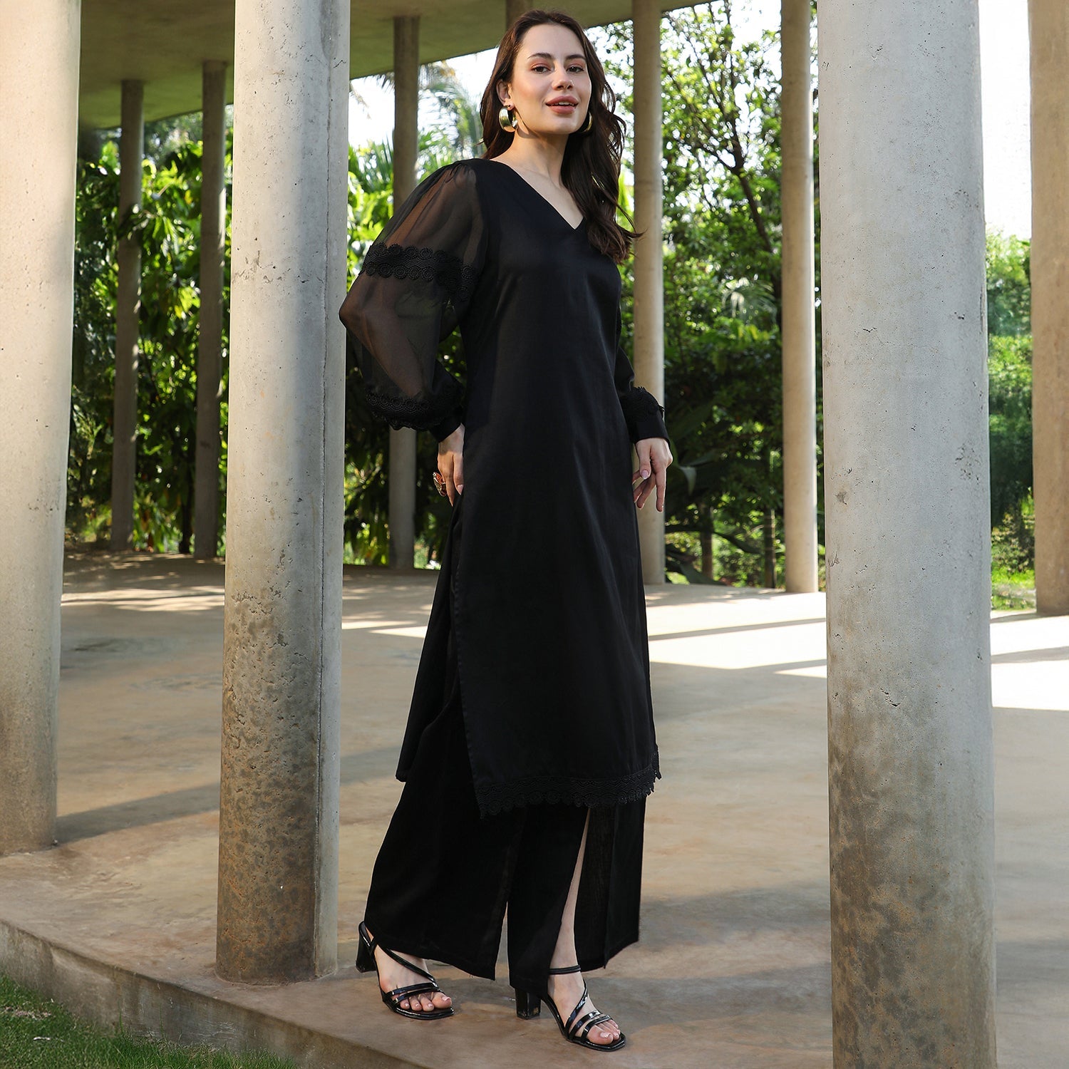 Solid Flared Kurta Set