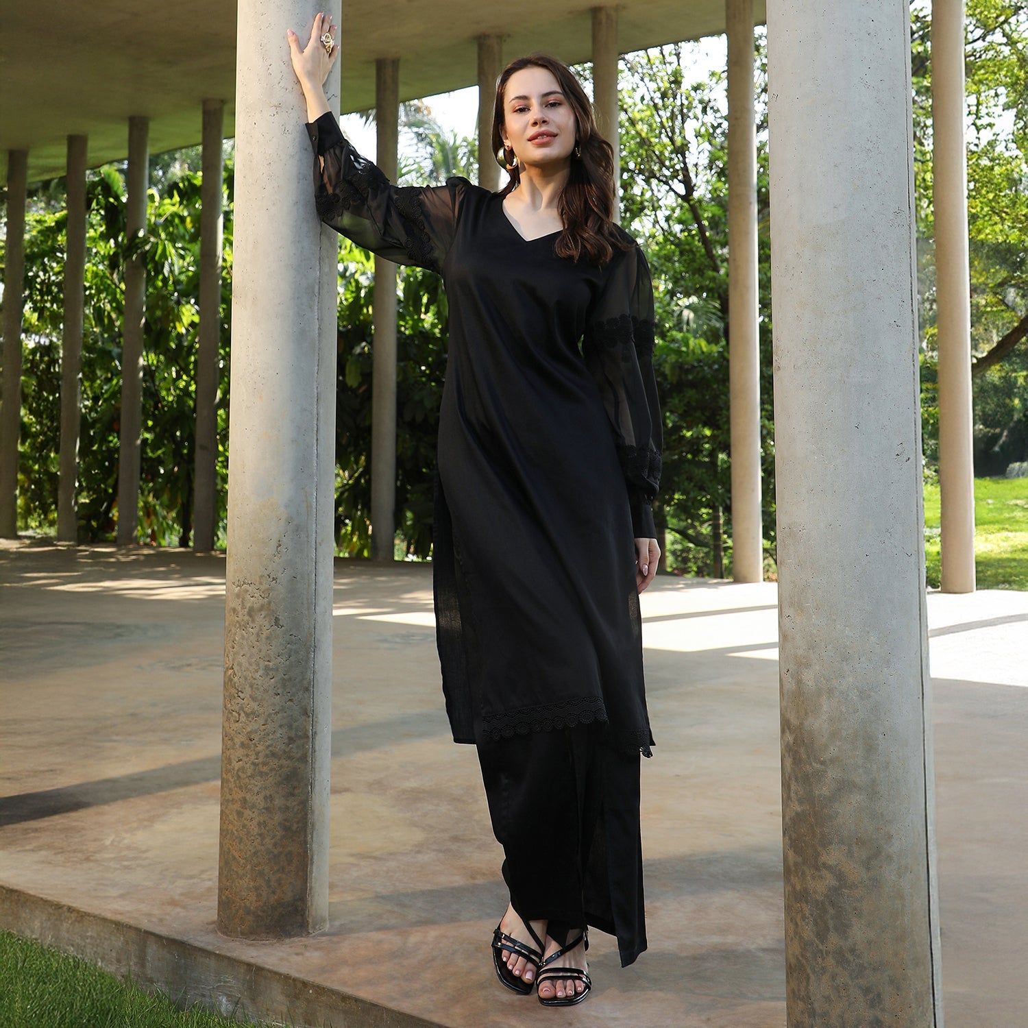 Solid Flared Kurta Set