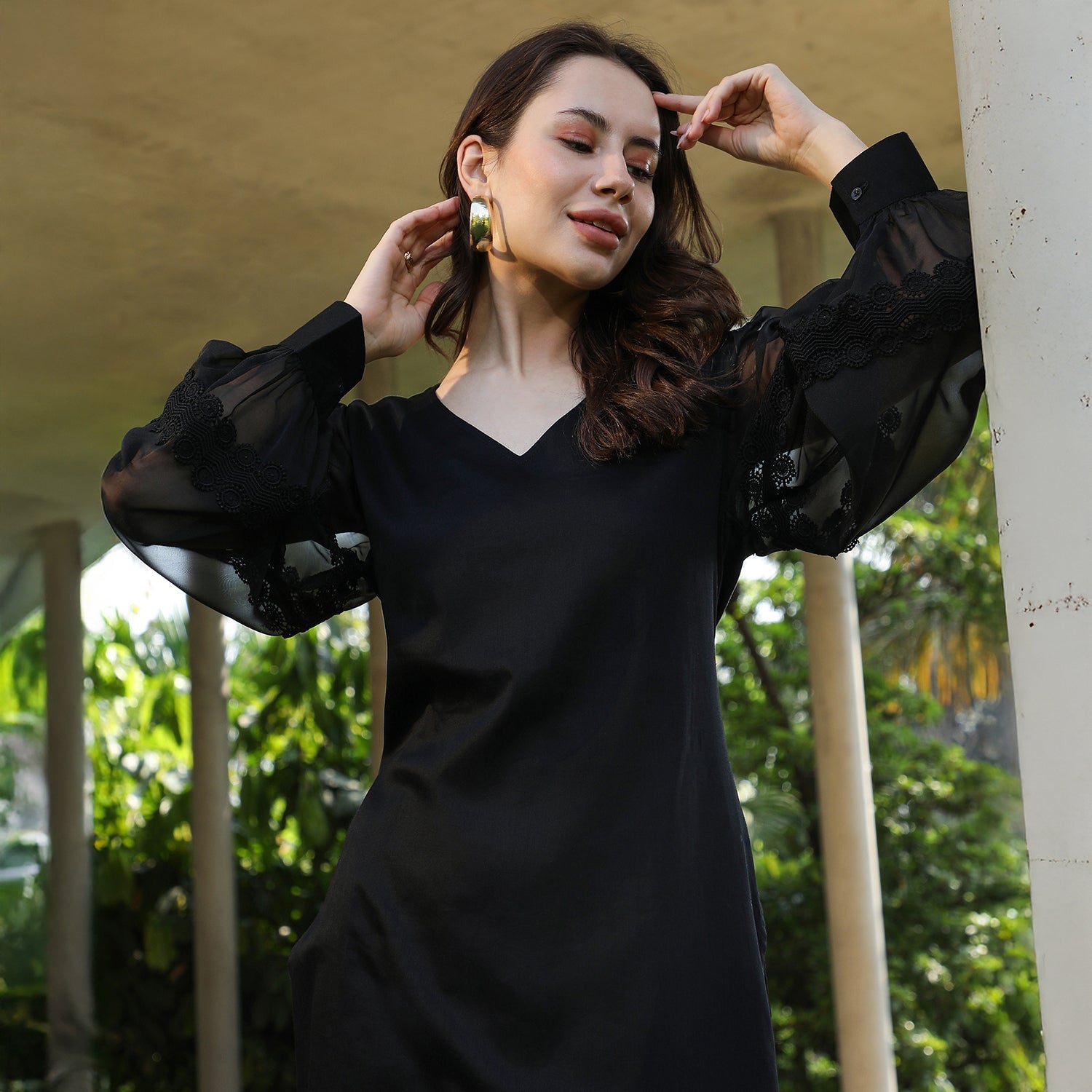 Solid Flared Kurta Set