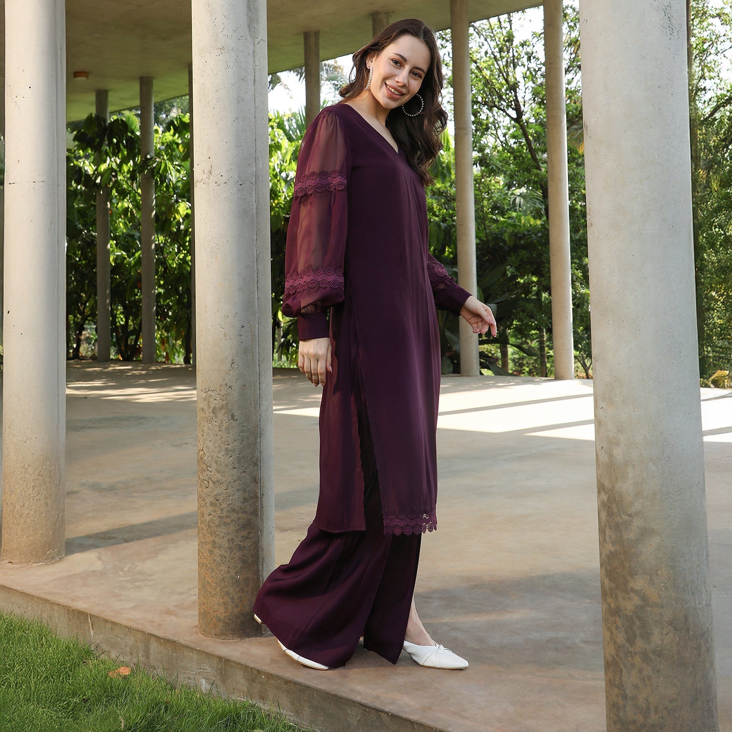 Solid Flared Kurta Set