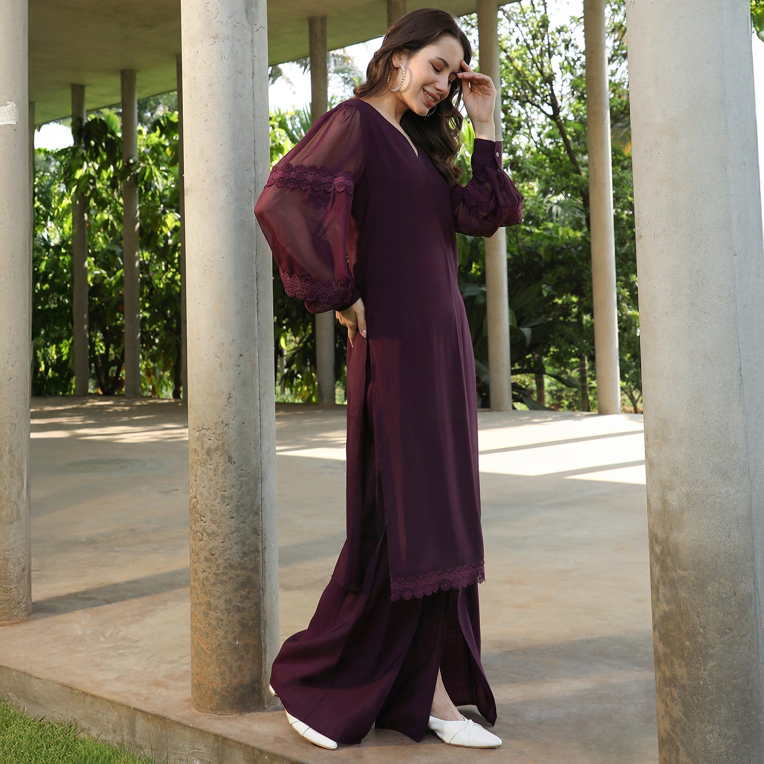 Solid Flared Kurta Set