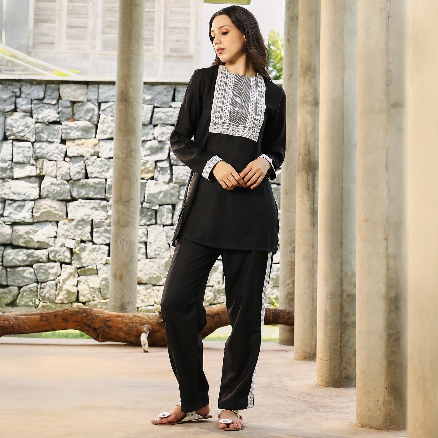 Schiffli-Block Kurta Set