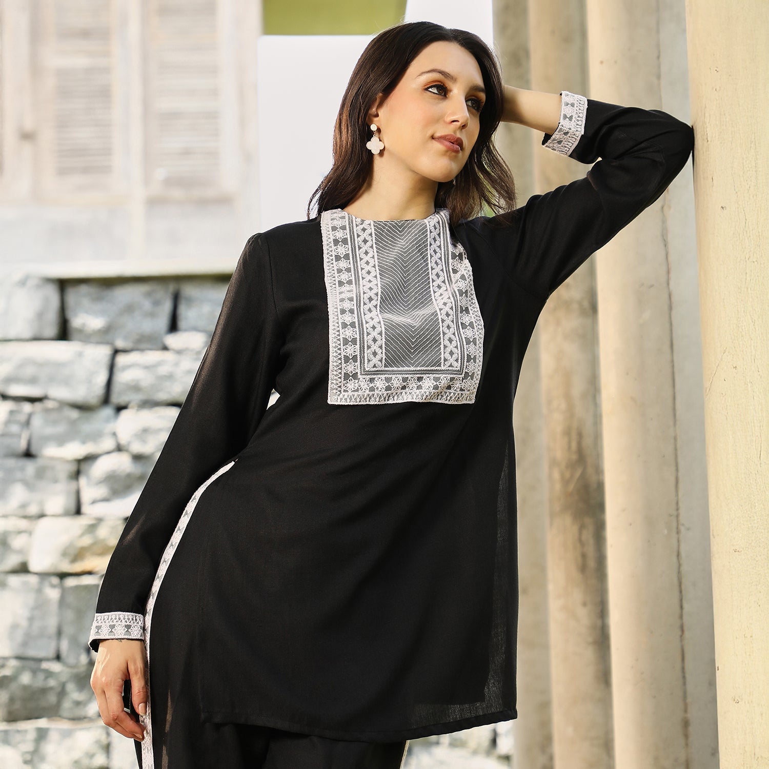Schiffli-Block Kurta Set