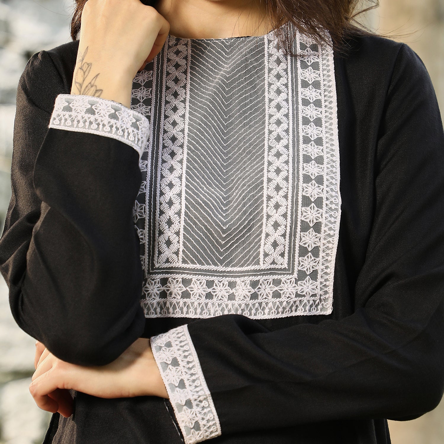 Schiffli-Block Kurta Set