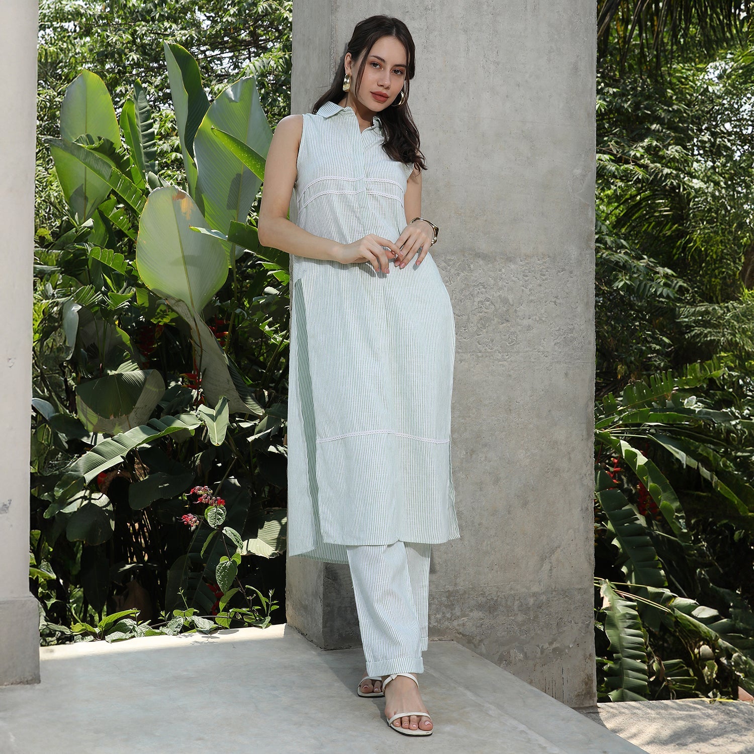 Pinstriped Kurta Set