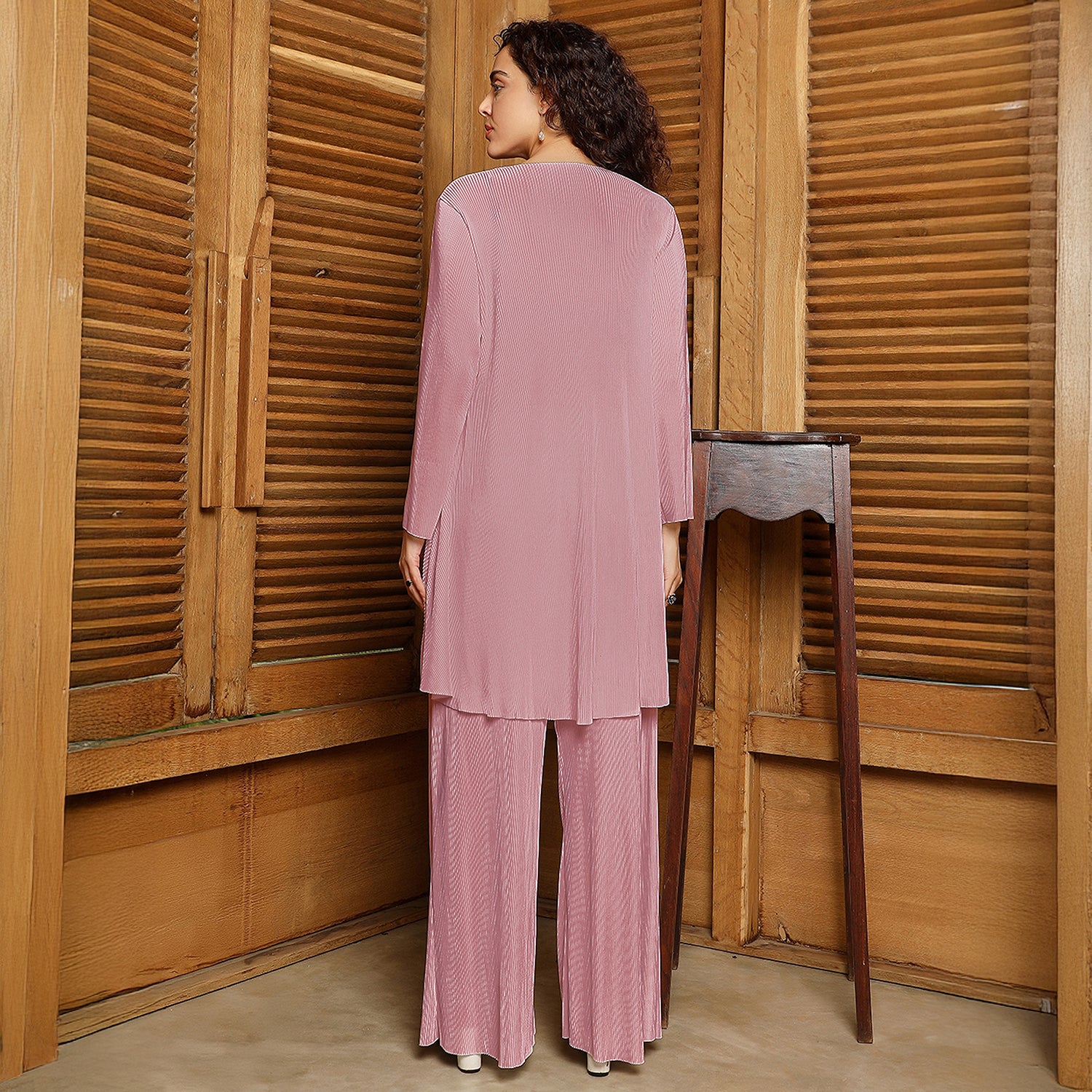 Solid Pleated Kurta Set