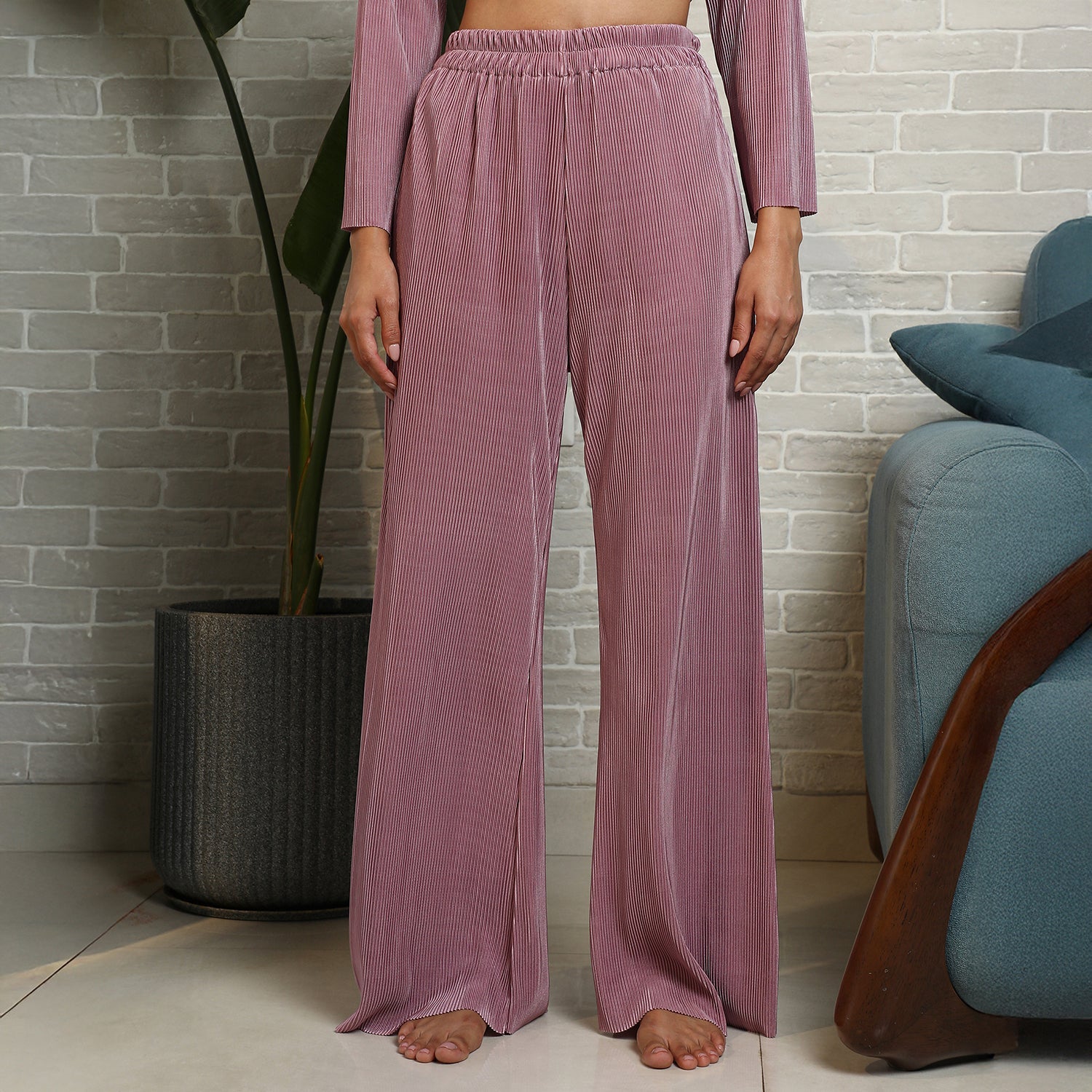 Solid Pleated Kurta Set