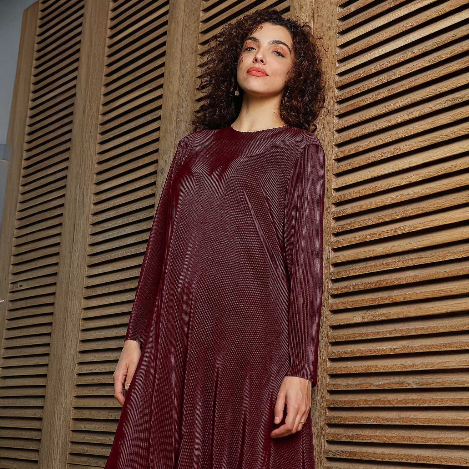 Solid Pleated Kurta Set