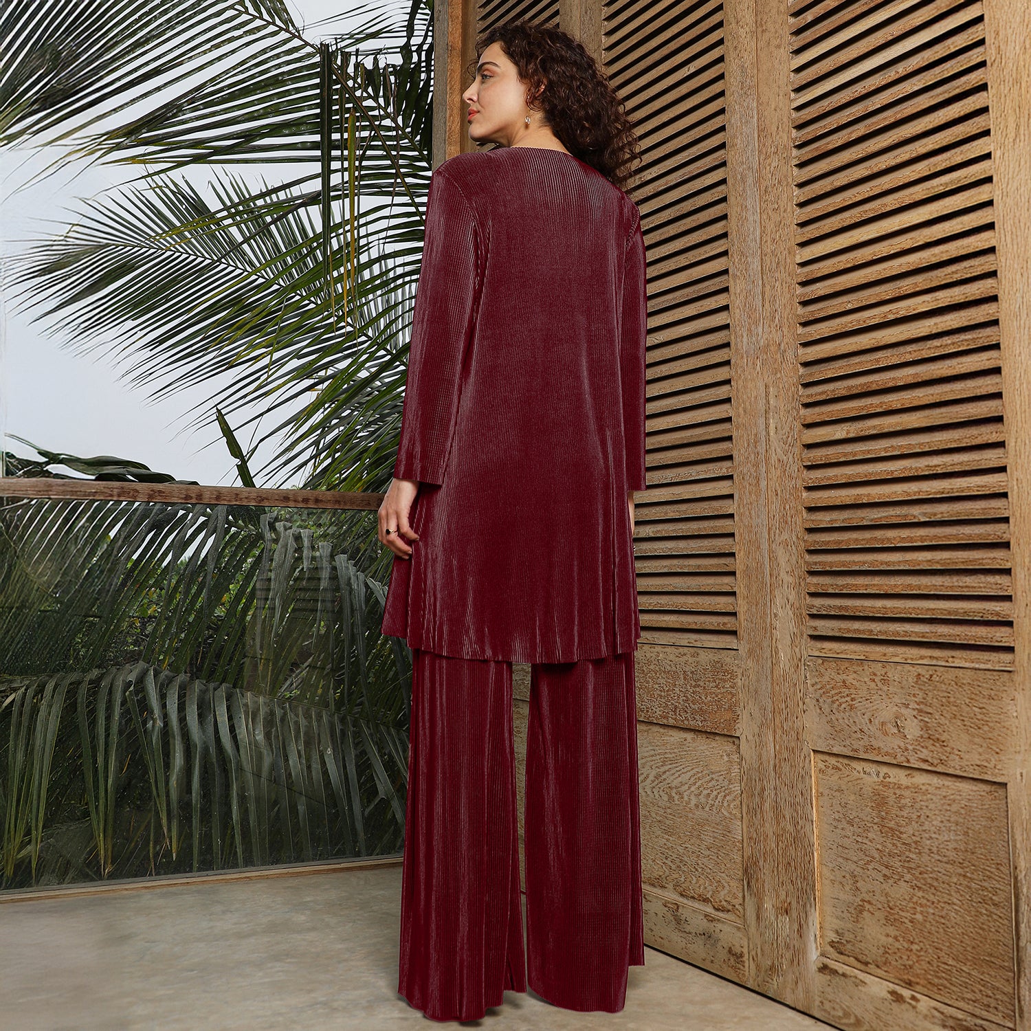 Solid Pleated Kurta Set