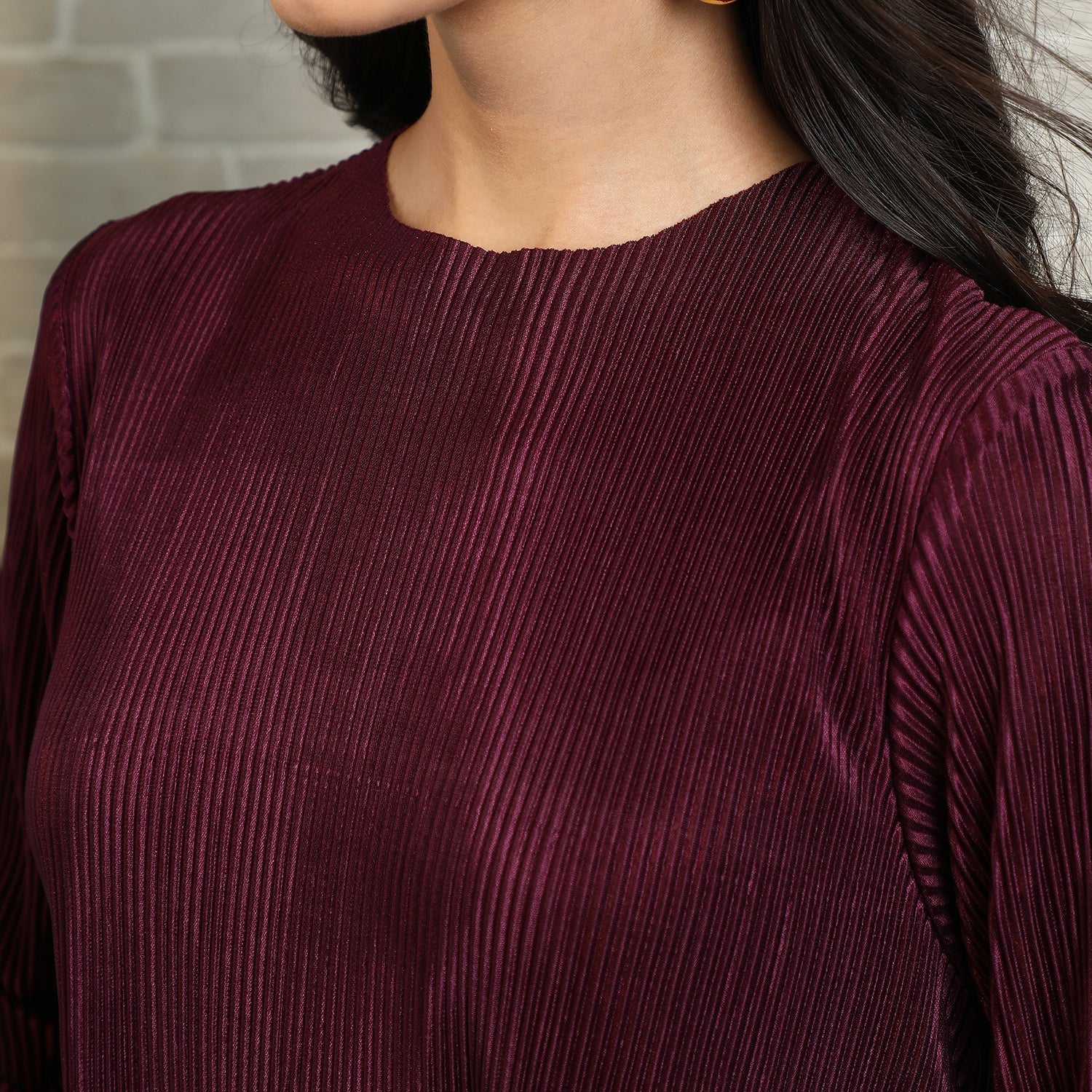 Solid Pleated Kurta Set