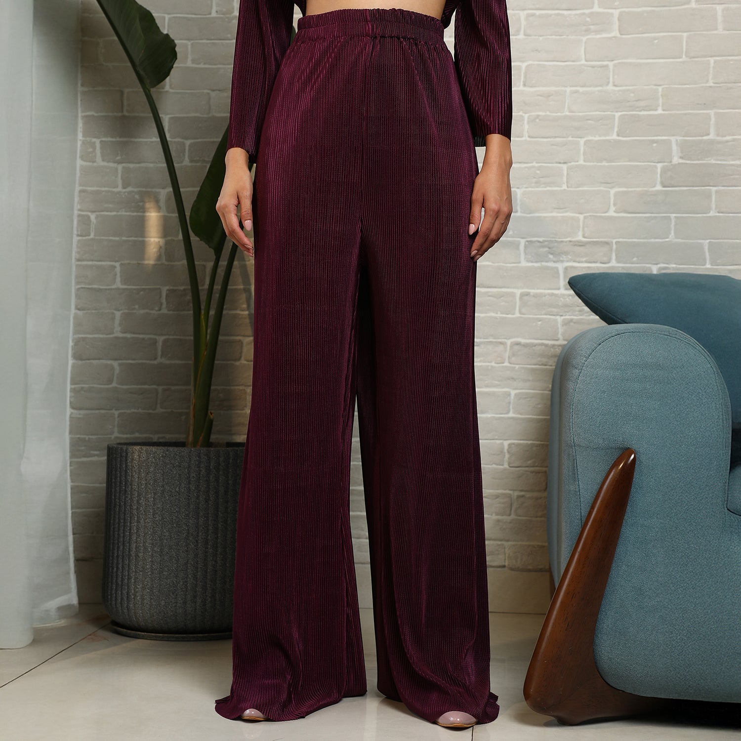 Solid Pleated Kurta Set